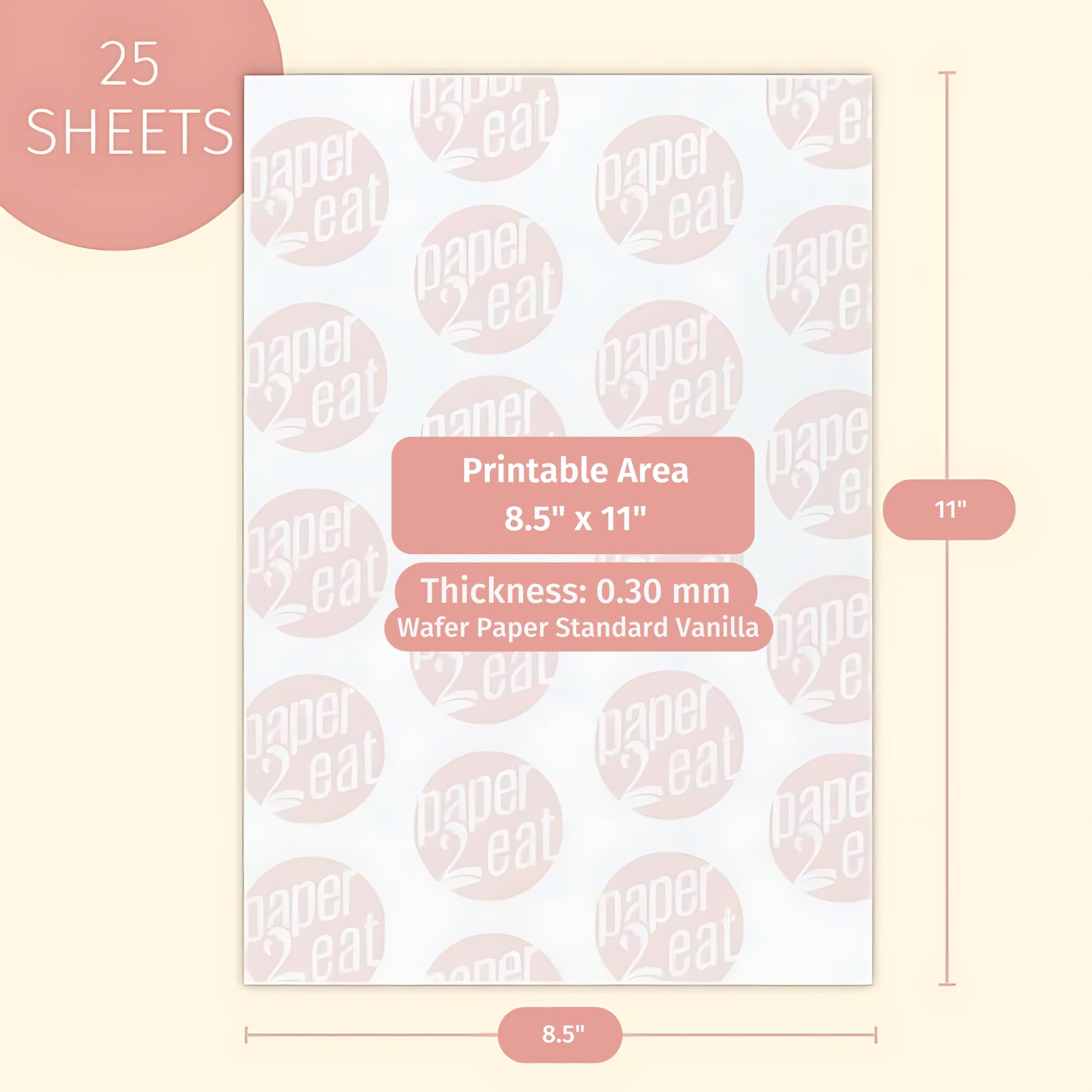 Vanilla Burn-Away Cake Edible Paper Combo - Premium 8.5