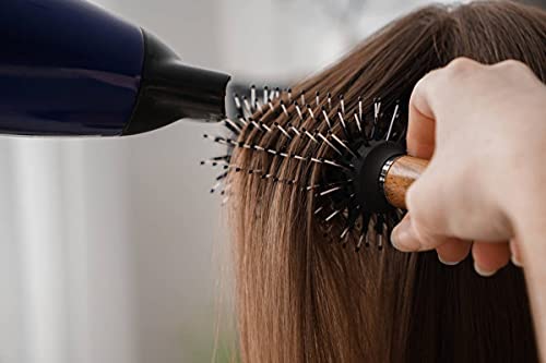 Professional Round Hair Brush for Blow Drying & Styling - Boar Bristle Hair Brush for Women & Men - Smooth & Shine Hair Brush with 4 Sectioning Clips - Perfect for Salon, Home & Travel Use