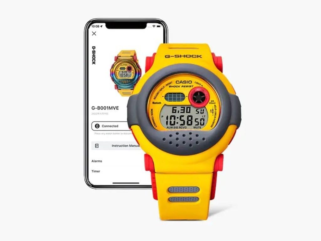 Casio G-Shock Digital Quartz Watch for Men - Black Plastic Strap (Model G-B001MVE-9ER) | Shock Resistant, Waterproof, LED Backlight | Perfect for Outdoor Sports, Hiking & Daily Wear