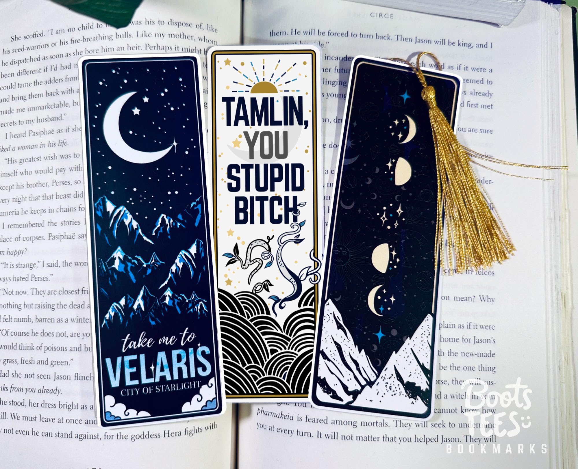ACOTAR Bookmarks Set of 3 - A Court of Thorns and Roses Inspired Bookmark with Quotes, Waterproof Page Markers for Fantasy Books, Perfect Gift for Book Lovers (With Tassels) - Ideal for Reading, Collecting, and Book Club Accessories