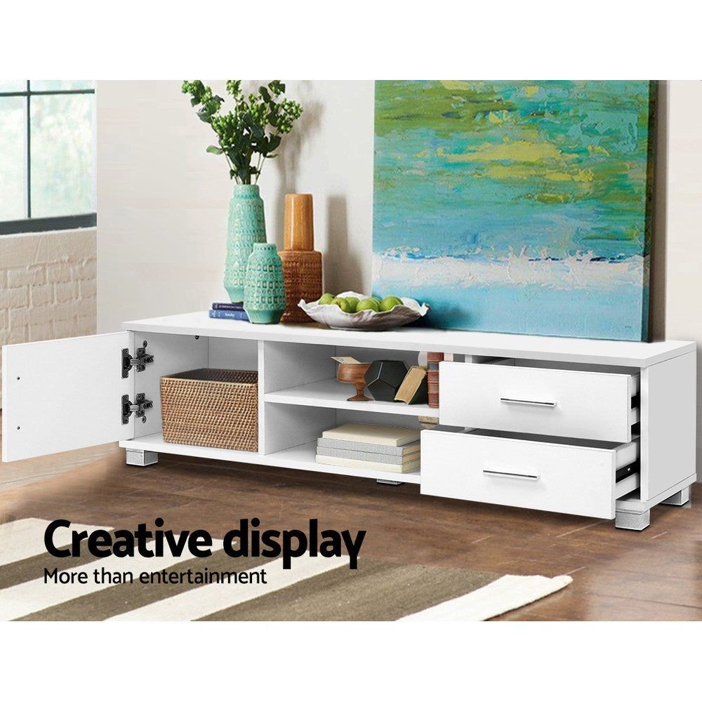 Artiss 120cm White Dylan TV Stand Entertainment Unit - Modern Media Console for Living Room, Bedroom & Home Theater