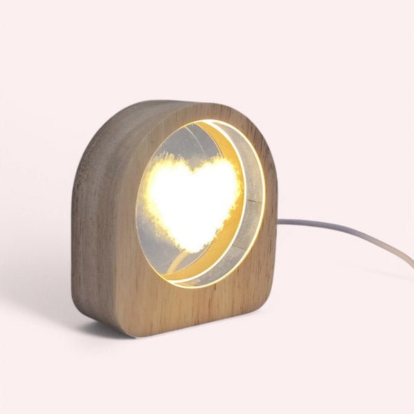 Crystal Heart Cloud LED Night Light with Wooden Frame - Romantic Bedroom Decor & Gift for Valentine's Day