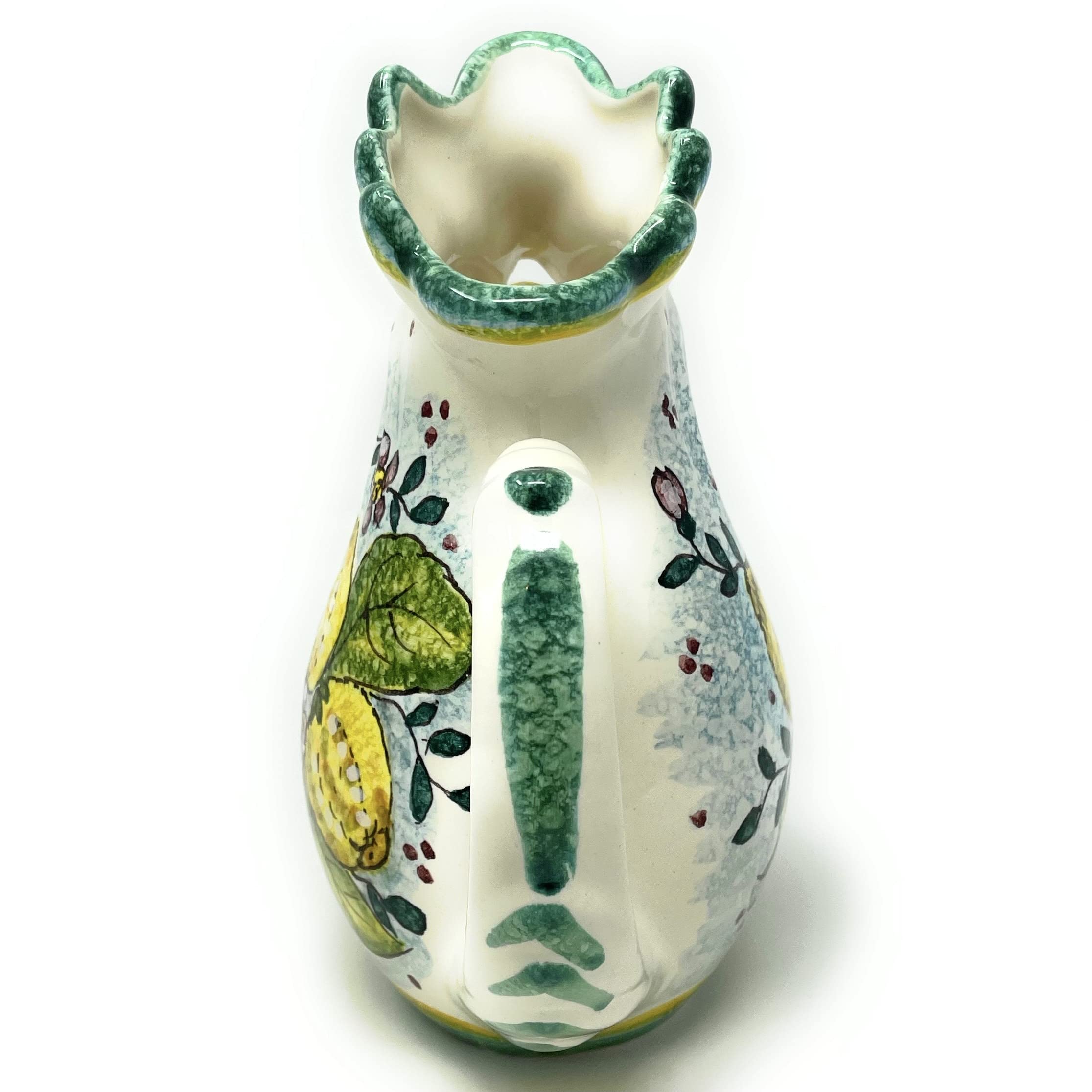 Italian Ceramic Art Pitcher - Hand Painted Tuscan Vine Vino Jar with Lemon Decor, Made in Italy | Perfect for Kitchen Decor, Wine Serving & Tuscan Home Decor