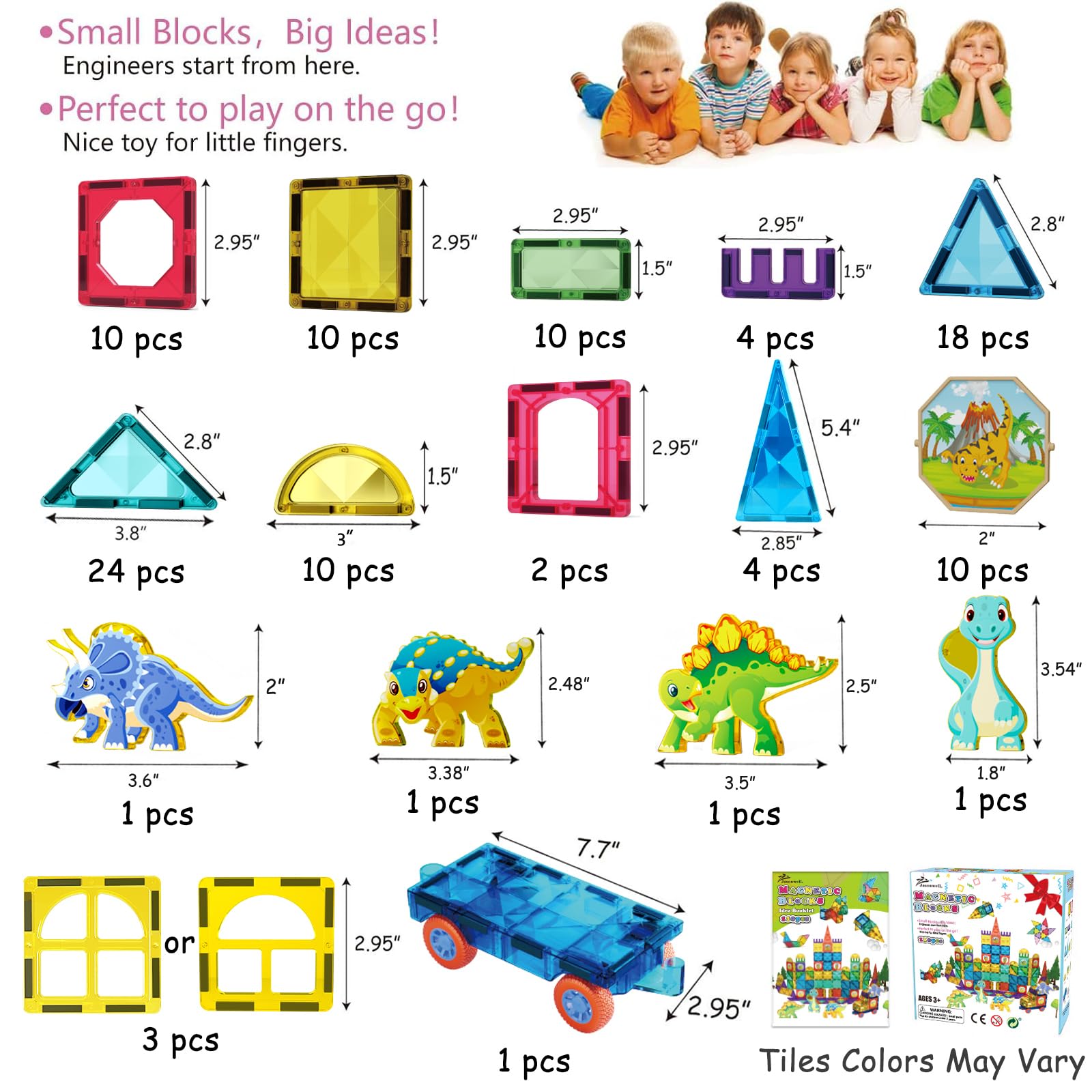 Jasonwell 100pcs Magnetic Building Blocks Set - STEM Educational Construction Toys for Kids Ages 3-10, Preschool Learning Toys for Boys & Girls - Creative Stacking Magnet Tiles for Birthday & Christmas Gifts | Perfect for Classroom, Homeschool & Indoor Playtime Activities