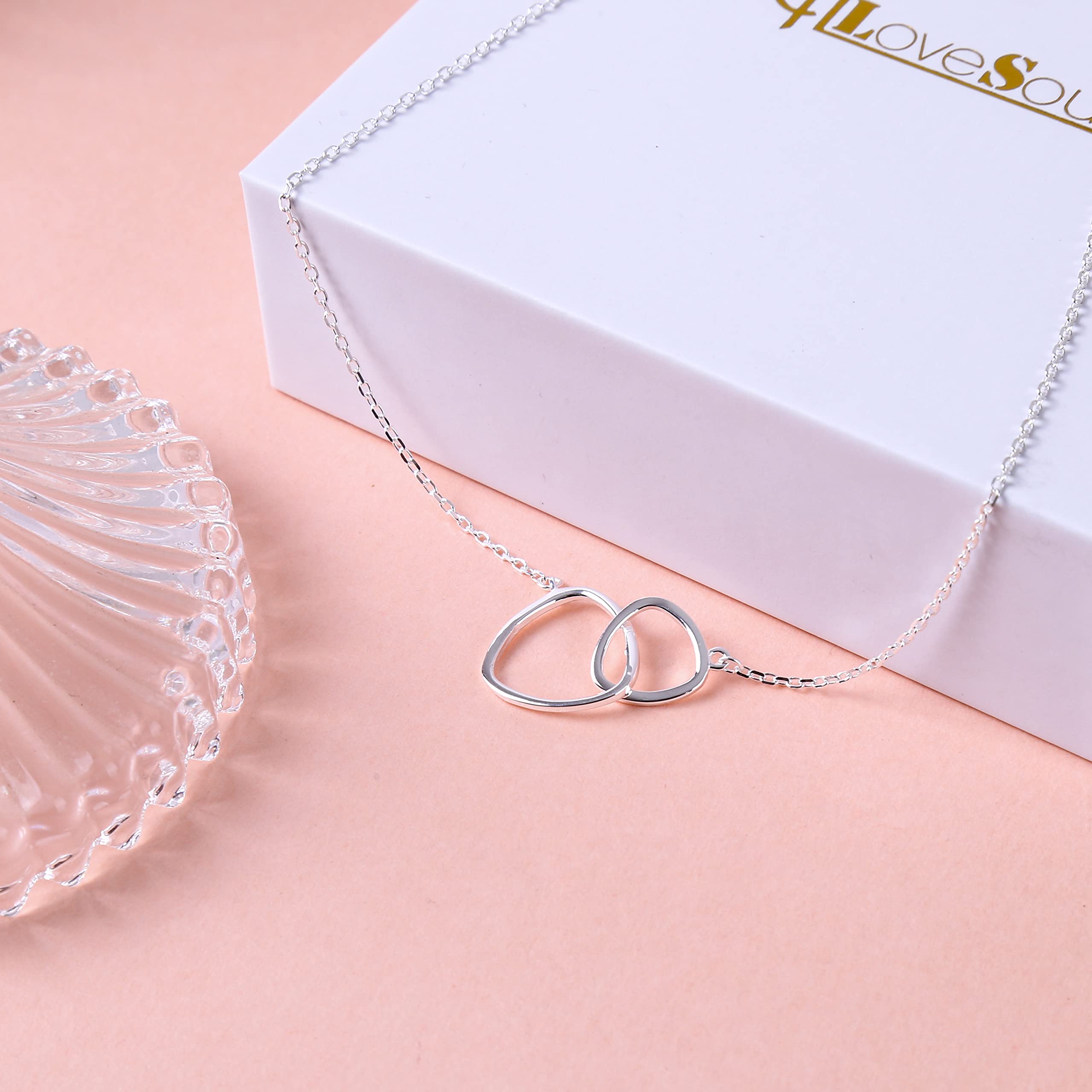 ALoveSoul Best Friends Necklace - Sterling Silver Infinity Double Triangle Pendant, Matching Friendship Jewelry for Women | Perfect Birthday Gift for Her, Sister & BFF | Ideal for Anniversaries, Valentine's Day & Special Occasions