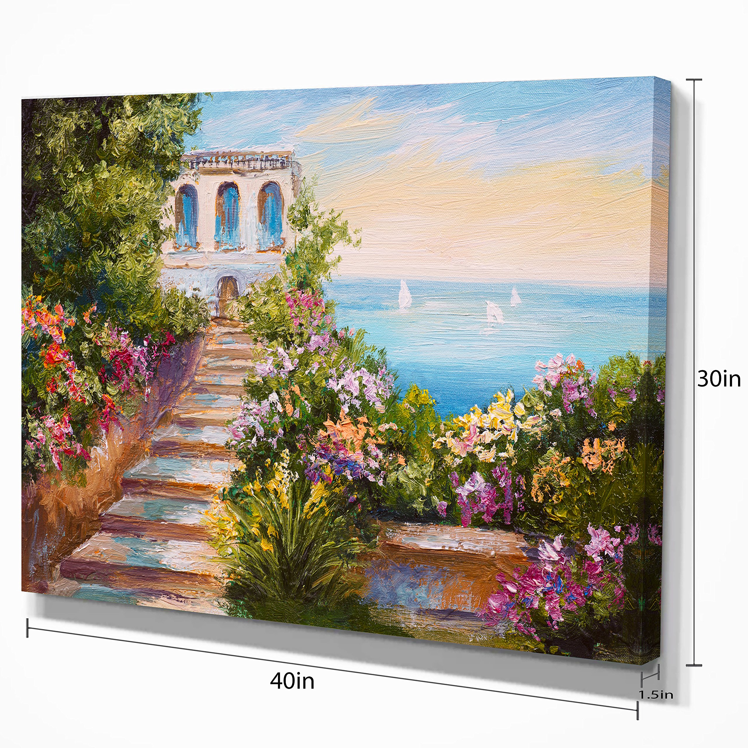 Coastal House Landscape Art Print Canvas - Beach House Wall Decor for Living Room, Bedroom & Office - Perfect for Home & Office Decor