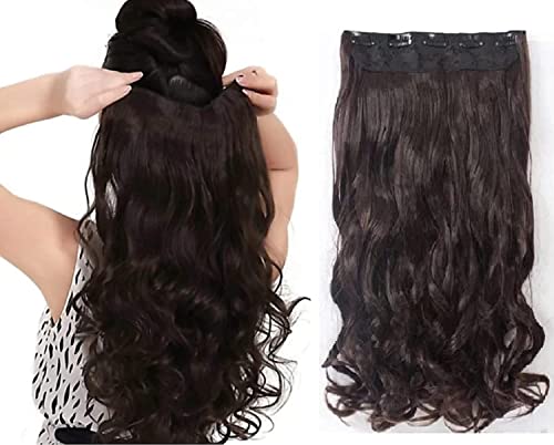 STYLE SOUL 24 Inch Brown Curly Hair Extensions for Women - 5 Clips Human Hair Weft for Wavy & Curly Hairstyles - Perfect for Parties, Weddings & Daily Styling