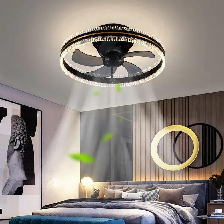 Modern Two Tone Ring Ceiling Fan with LED Light - Stylish Home Cooling & Lighting Solution for Living Room, Bedroom, or Patio