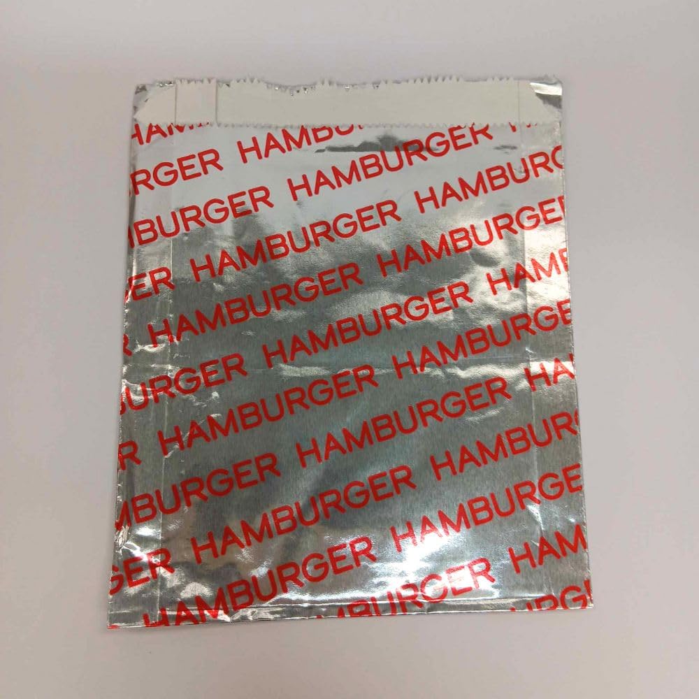 Large Grease-Resistant Foil Hamburger & Sandwich Bags - Keeps Food Hot & Fresh - 25 Count (Hamburger Printed) - Perfect for Picnics, BBQs & Takeout