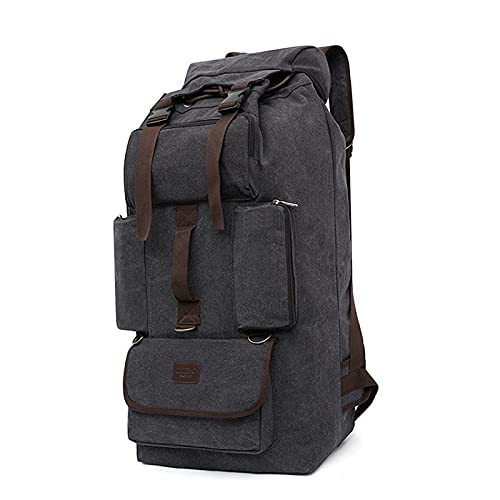 LGYKUMEG 110L Black Canvas Camping Backpack for Men - Waterproof Dry Bag with Padded Adjustable Straps for Hiking, Hunting & Outdoor Survival Gear | Perfect for Camping Trips, Wilderness Adventures & Emergency Preparedness