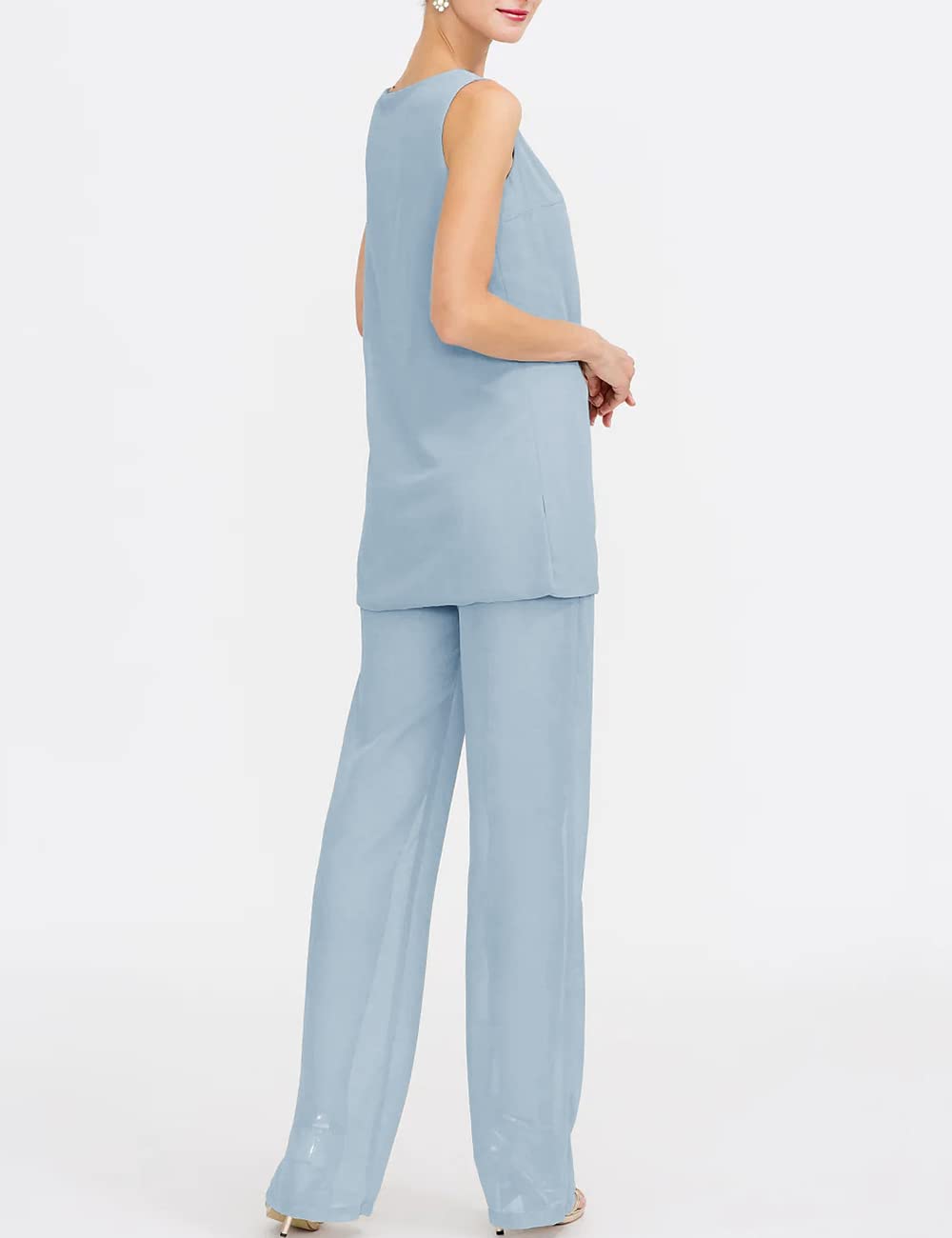 Elegant Chiffon Mother of The Bride Pant Suits 3-Piece Set - Formal Wedding Outfit & Evening Gown for Women - Perfect for Weddings, Receptions, and Special Occasions