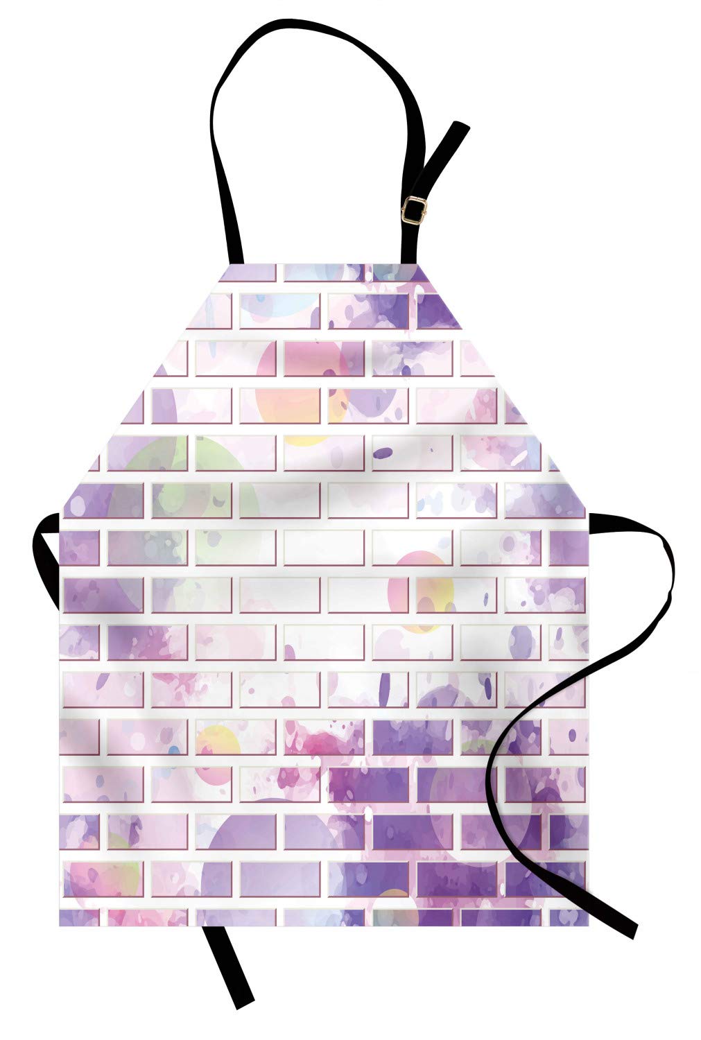 Ambesonne Unisex Adjustable Wall Apron - Graffiti Brick Wall Street Art Design for Cooking, Baking & Gardening - Violet & Lavender Kitchen Bib Apron - Perfect for Home Chefs, BBQ Parties & DIY Projects