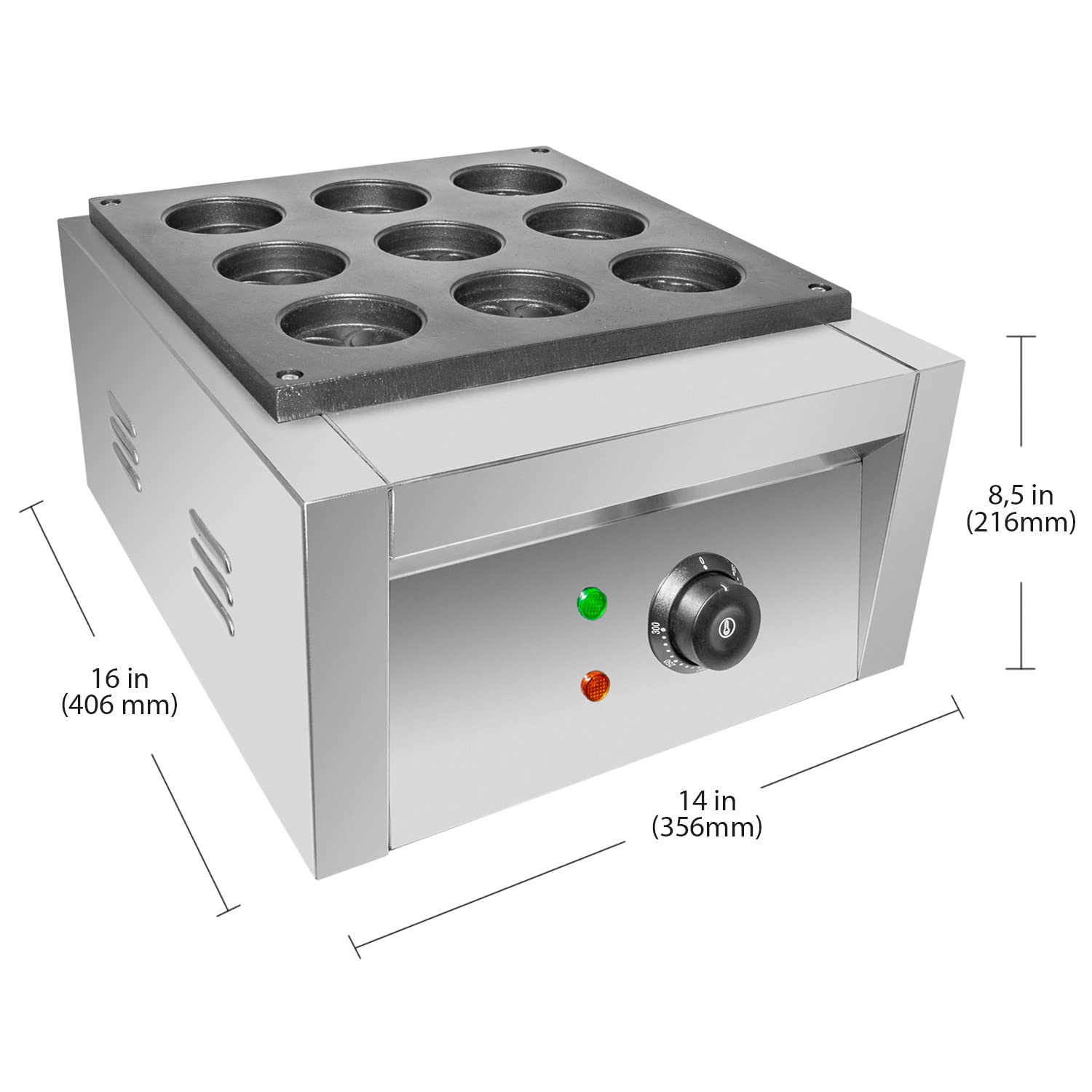 GorillaRock Electric Red Bean Cake Maker - 9 Pcs Obanyaki Grill Machine with Even Heating | 110V for Home, Party & Street Food Business