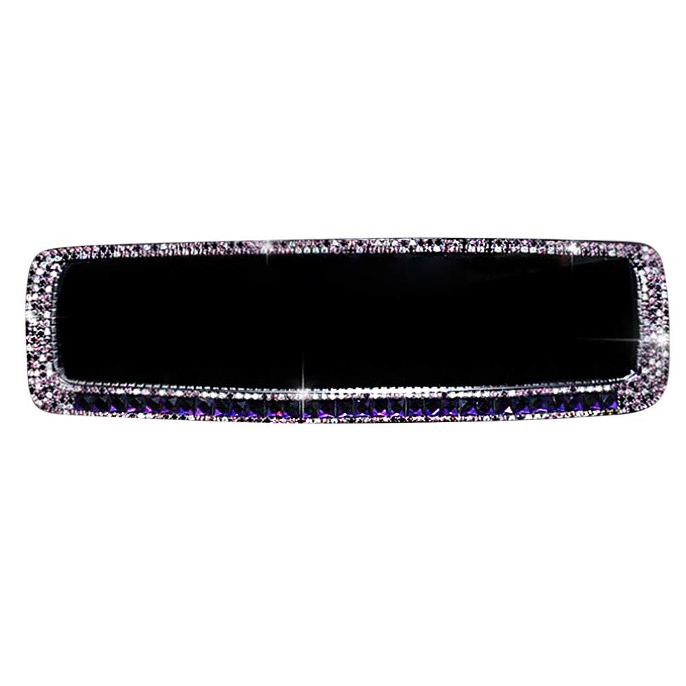 Bling Rhinestone Car Rear View Mirror Cover - Crystal Diamond Auto Interior Accessory for Women | Universal Fit for Car, Truck & SUV | Purple Glam Mirror Decor | Perfect for Luxury Car Upgrades & Gift Giving