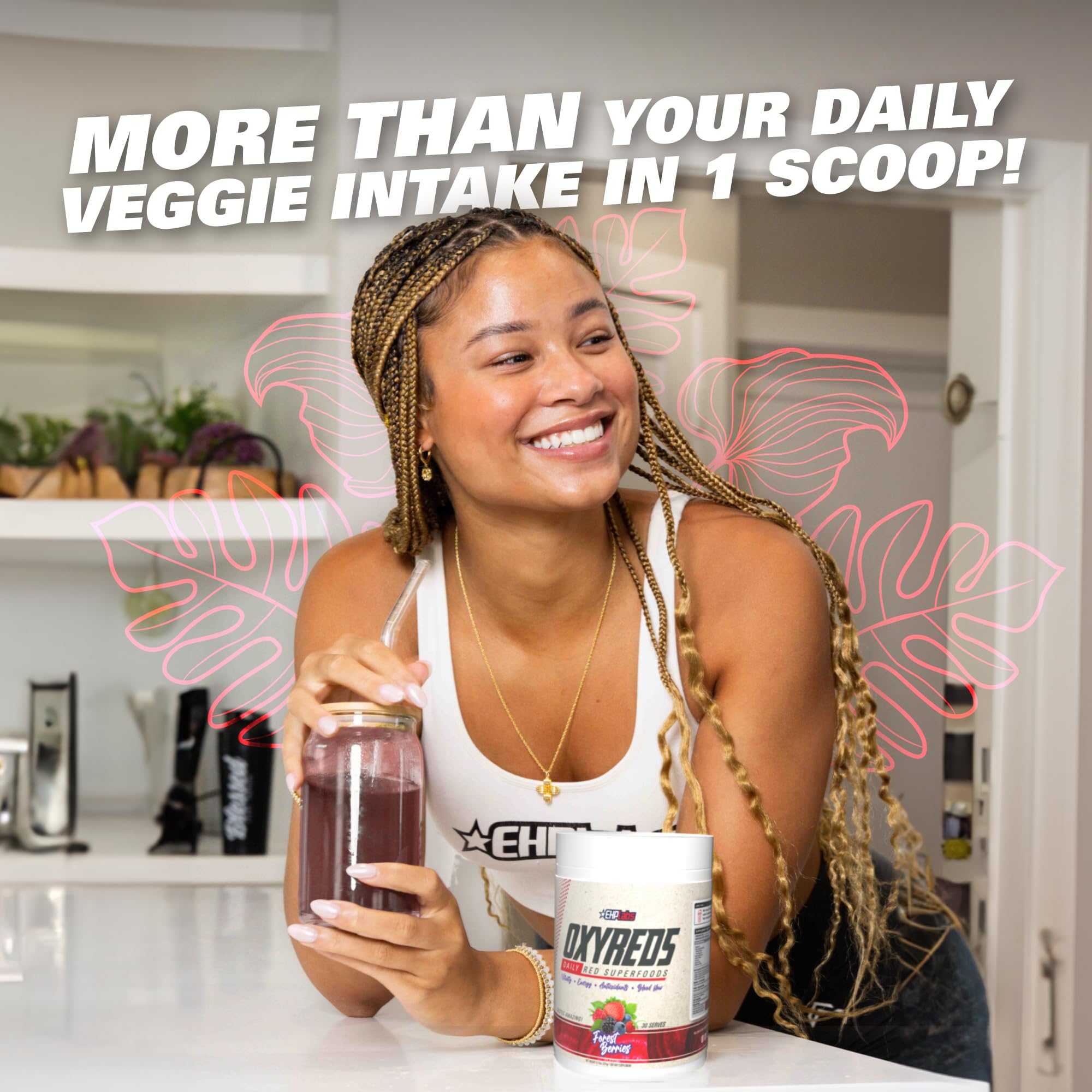 EHP Labs OxyReds Superfood Beets Powder - Nitric Oxide Booster, Organic Beet Root Powder for Immune Support & Digestive Health, Prebiotic Supplement with Fruit Xplosion Flavor, 30 Servings - Perfect for Smoothies, Energy Drinks & Post-Workout Recovery