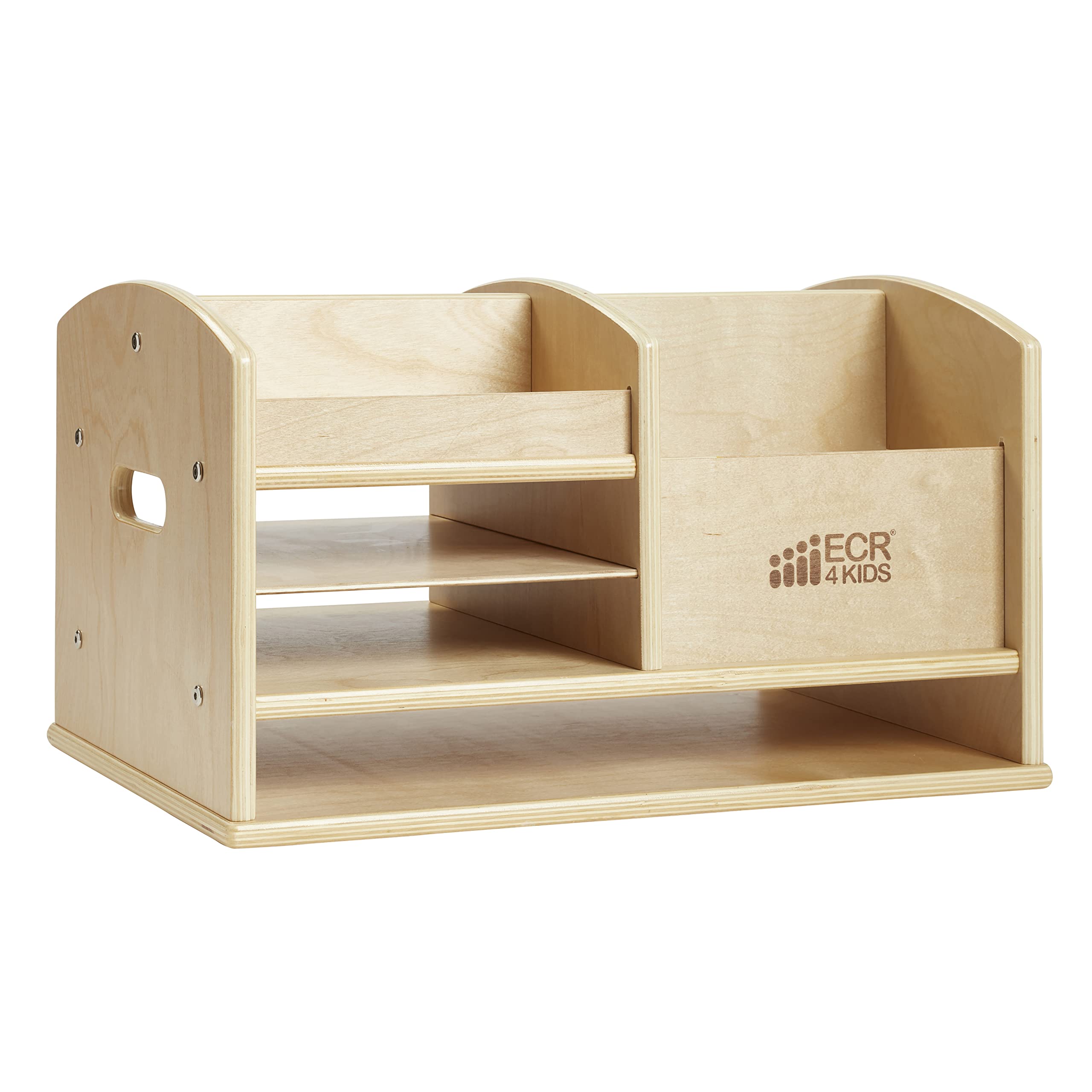 ECR4Kids Tabletop Supplies Storage Center - Teacher Caddy Organizer with 6 Compartments, Natural Wood Classroom Organization for Markers, Pens, Scissors | Perfect for Teachers, Homeschool & Office Supplies Storage