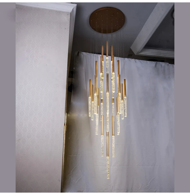 Crystal Chandelier for High Ceiling Entryway - Elegant Modern Lighting Fixture for Foyer, Staircase & Grand Hallway