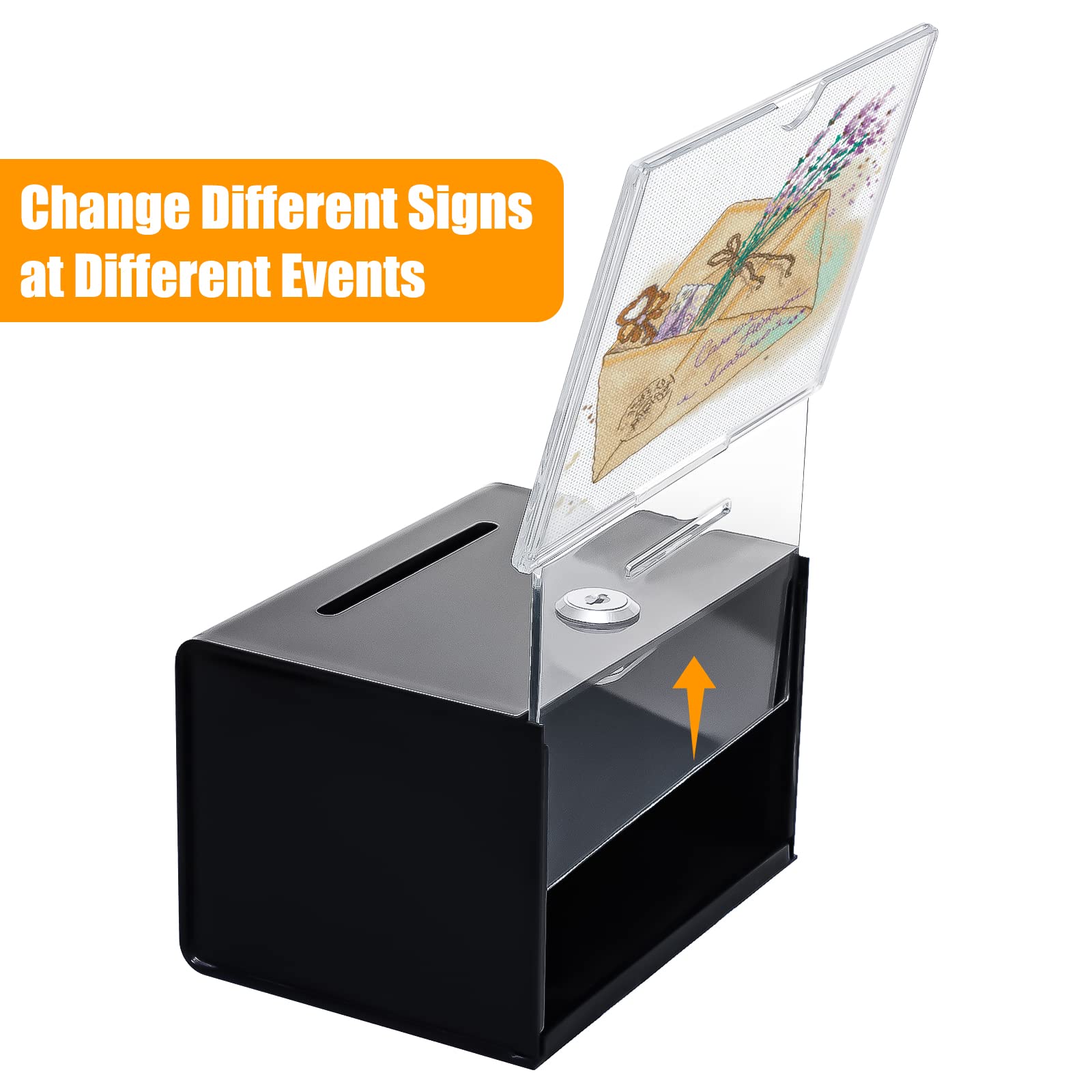 KYODOLED 2-Pack Acrylic Lockable Donation Box with Sign Holder - 6.1