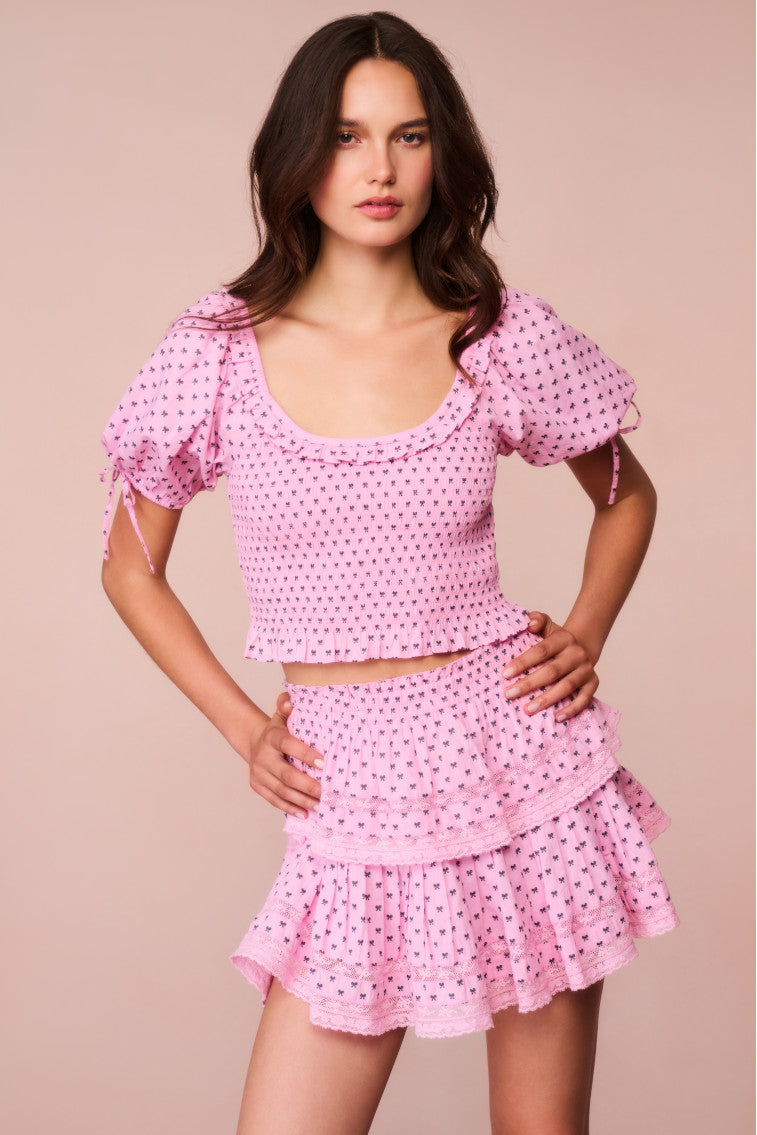 Molly Cotton Bow Puff Sleeve Blouse - Women's Elegant Ruffled Tops for Casual Wear, Date Night & Office Outfits