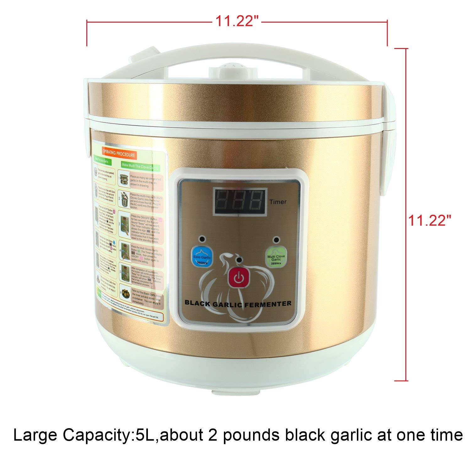 5L Black Garlic Fermenter - Automatic Intelligent Control Multi-Clove Fermentation Machine for DIY Black Garlic Making | Perfect for Home Kitchens, Restaurants & Healthy Food Enthusiasts
