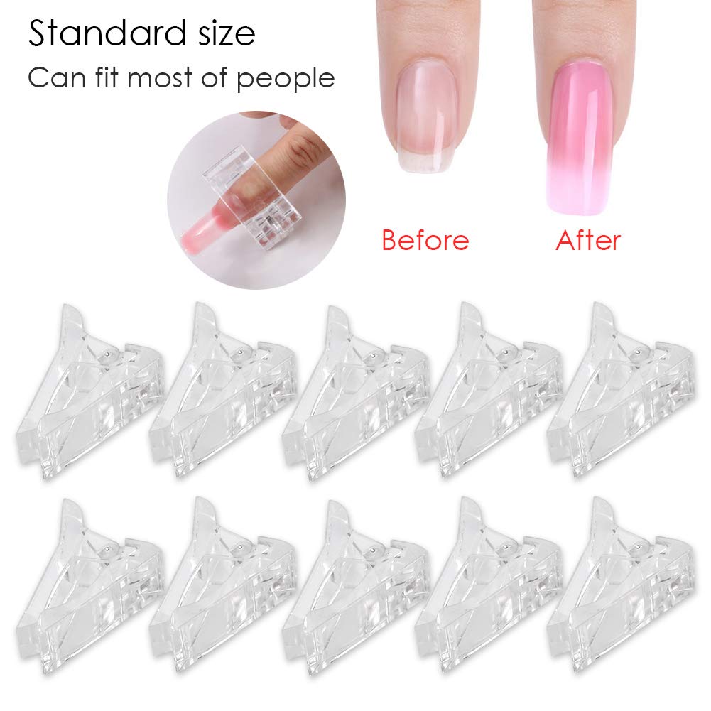 10pcs Transparent Poly Gel Nail Tips Clips - Quick Building Mold Clips for DIY Manicure & Nail Art | Perfect for Salon, Home Use, and Professional Nail Extensions