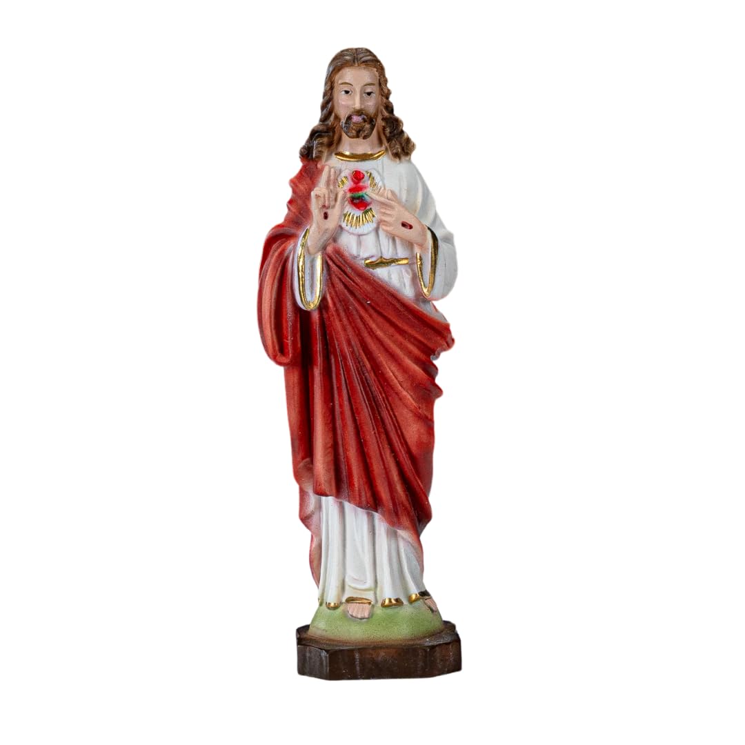 Handmade Sacred Heart of Jesus Statue - 6 Inch Religious Figurine for Home Altar, Catholic Decor & Gift Giving
