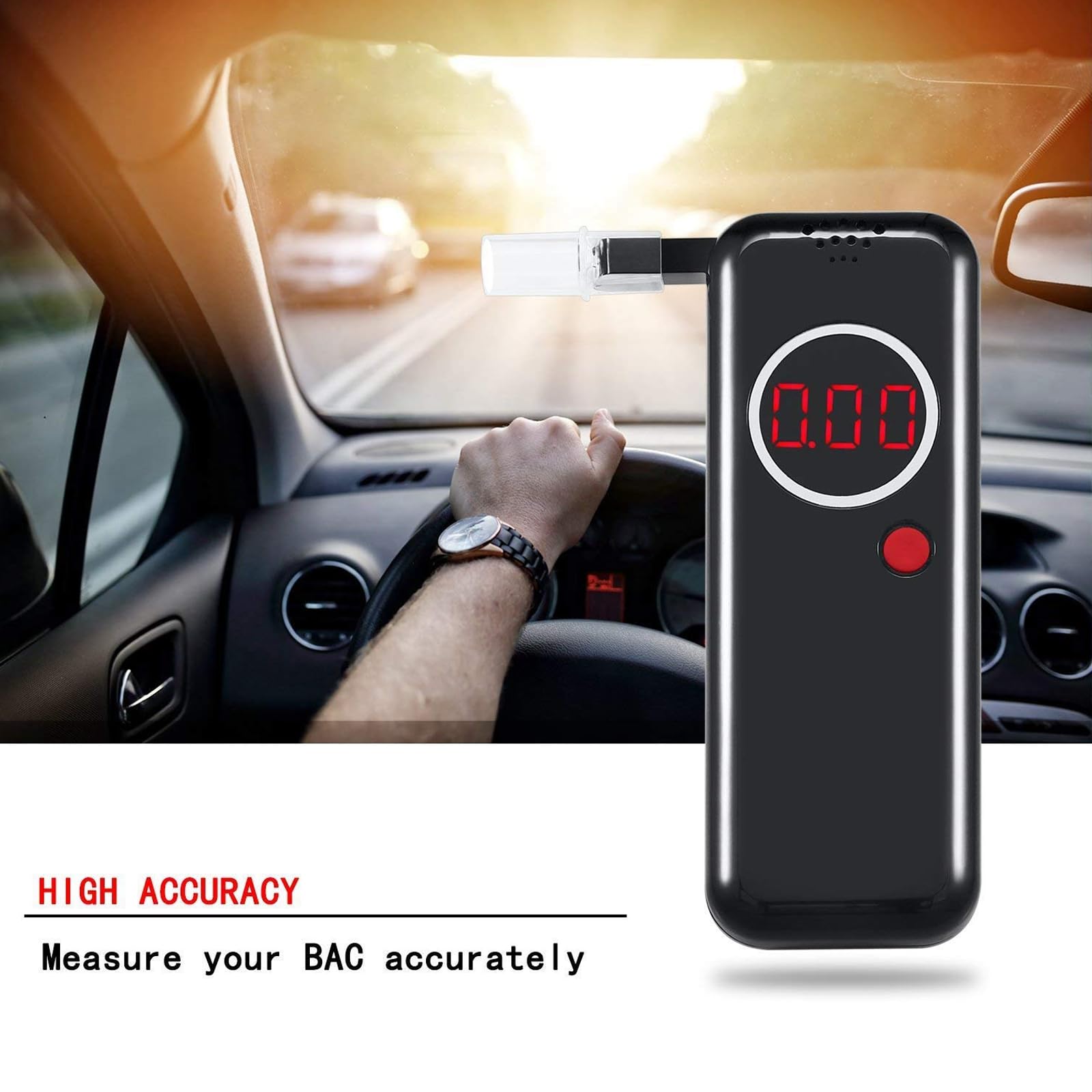 Professional Portable Alcohol Breathalyzer Tester - High Accuracy Personal Breath Analyzer for Home, Workplace & Road Safety (Black)