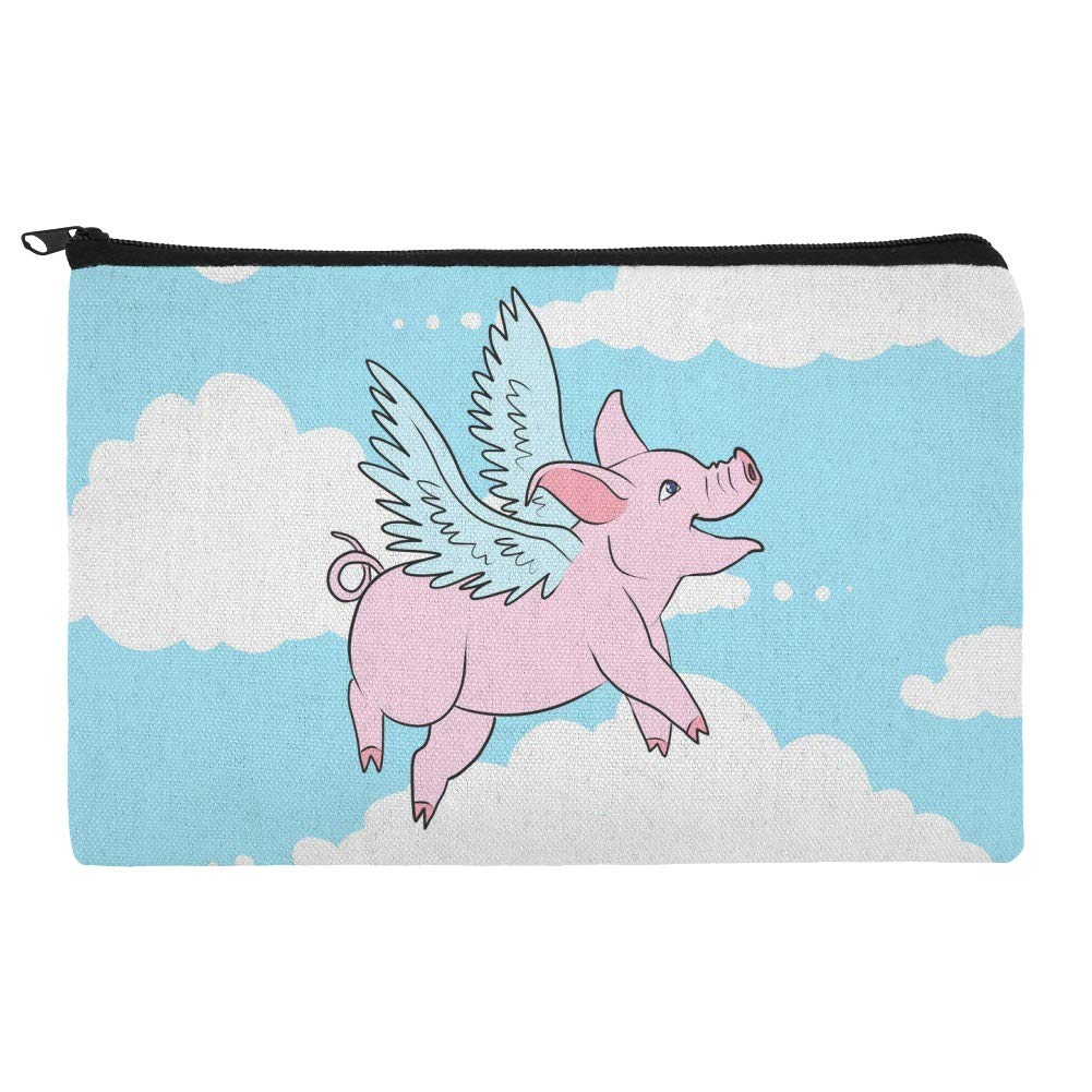 Flying Pig in the Clouds Makeup Cosmetic Bag Organizer Pouch - Waterproof Travel Toiletry Case for Women, Girls | Perfect for Travel, Gym, Beach & Daily Storage