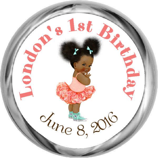 Personalized African American Tutus & Converse Shoes - Custom HERSHEY KISS FAVOR for Birthday Parties, Baby Showers & Special Events