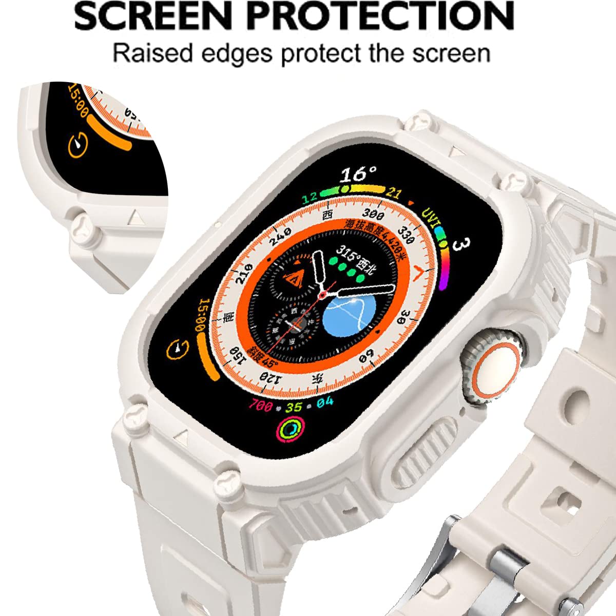 **VeveXiao Rugged Protective Case with Band for Apple Watch Ultra 49mm - Shockproof Bumper Cover with Durable Strap for Men & Women - Perfect for Outdoor Sports, Hiking & Daily Use**
