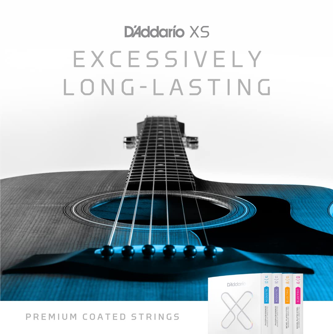 D'Addario XS Acoustic Guitar Strings - 80/20 Bronze Coated, Light Gauge 12-53, 6-String Set (3-Pack) | Perfect for Folk, Country & Fingerstyle Playing