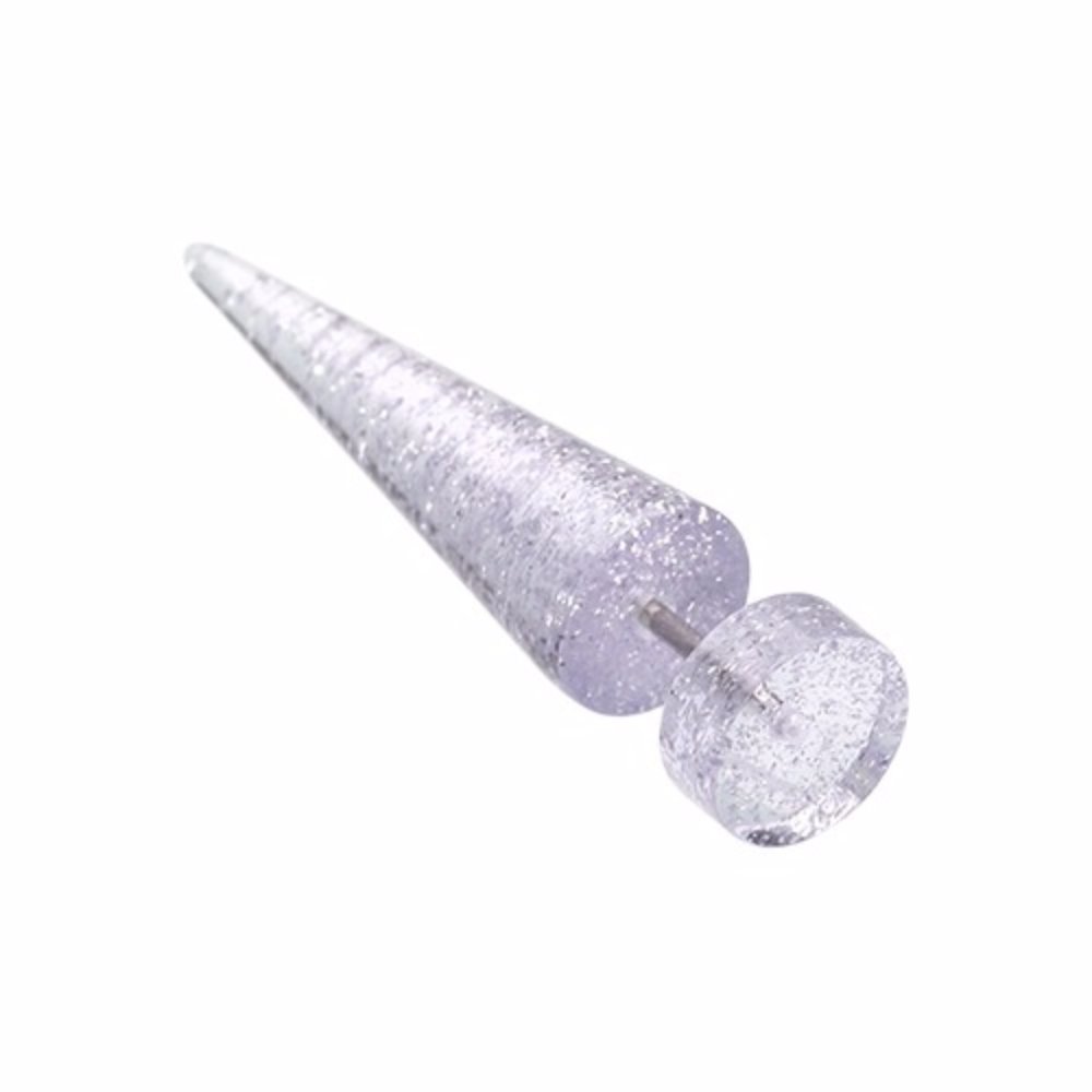 Glitter Shimmer UV Acrylic Fake Ear Tapers for Stretching - WildKlass Fake Gauges (Pair) - Perfect for Body Jewelry, Costume Accessories & Festival Fashion