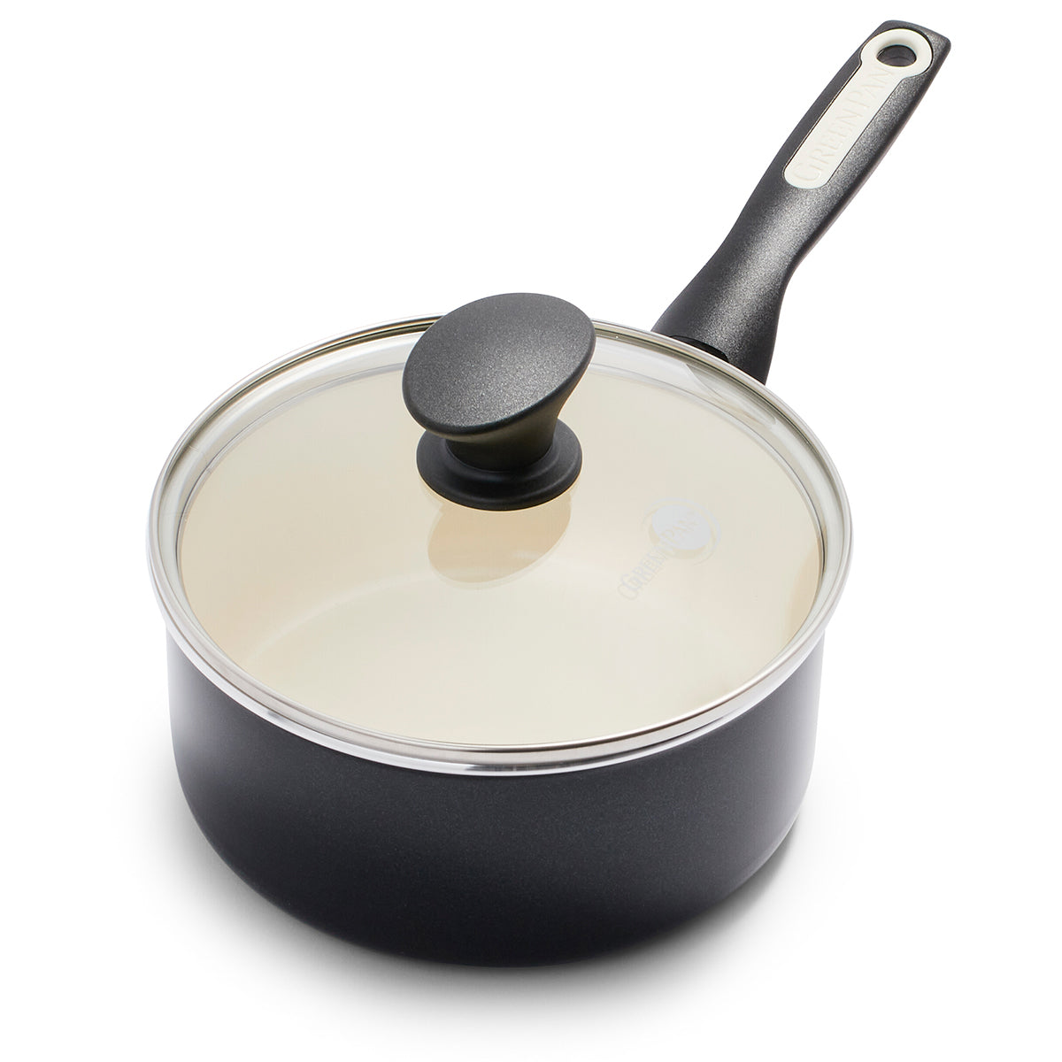 Rio Ceramic Nonstick 2 Quart Saucepan with Lid - Black | PFOA-Free Cookware for Healthy Cooking | Perfect for Sauces, Soups, and Small Meals