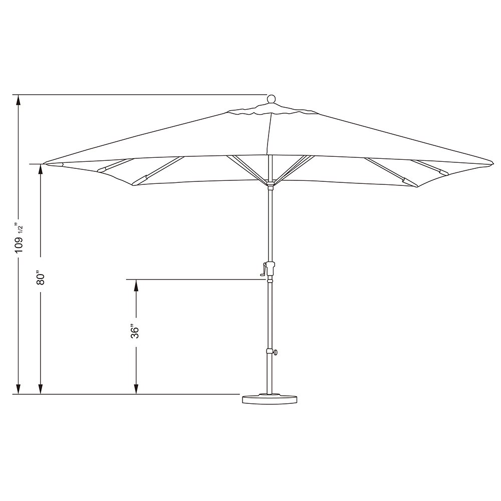 11'x8' Aluminum Market Umbrella with Crank Lift - Bronze Pole & Sunbrella Fabric for Patio, Poolside & Outdoor Dining