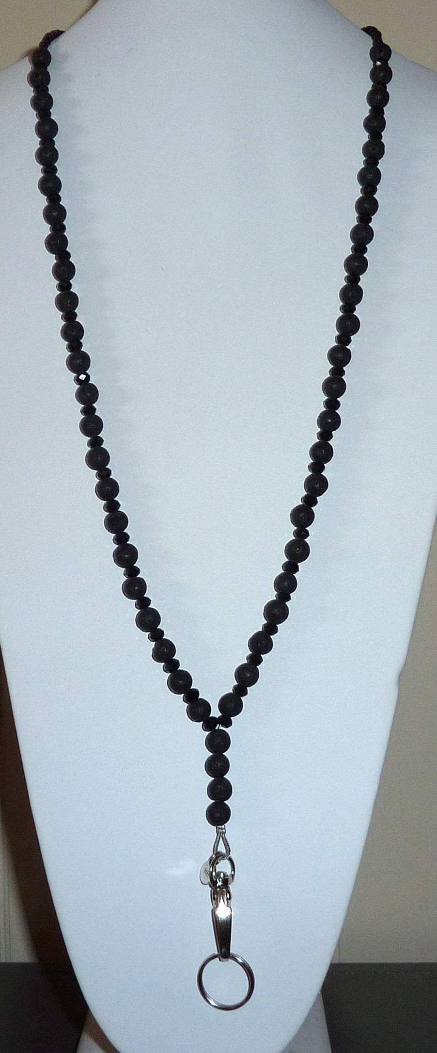 Black Lava Beaded Essential Oil Diffuser Lanyard - 34