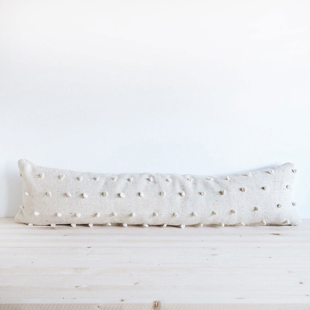 Natural Wool Lumbar Pillow for Back Support - Handmade Looped Design - Perfect for Sofa, Office Chair & Home Decor