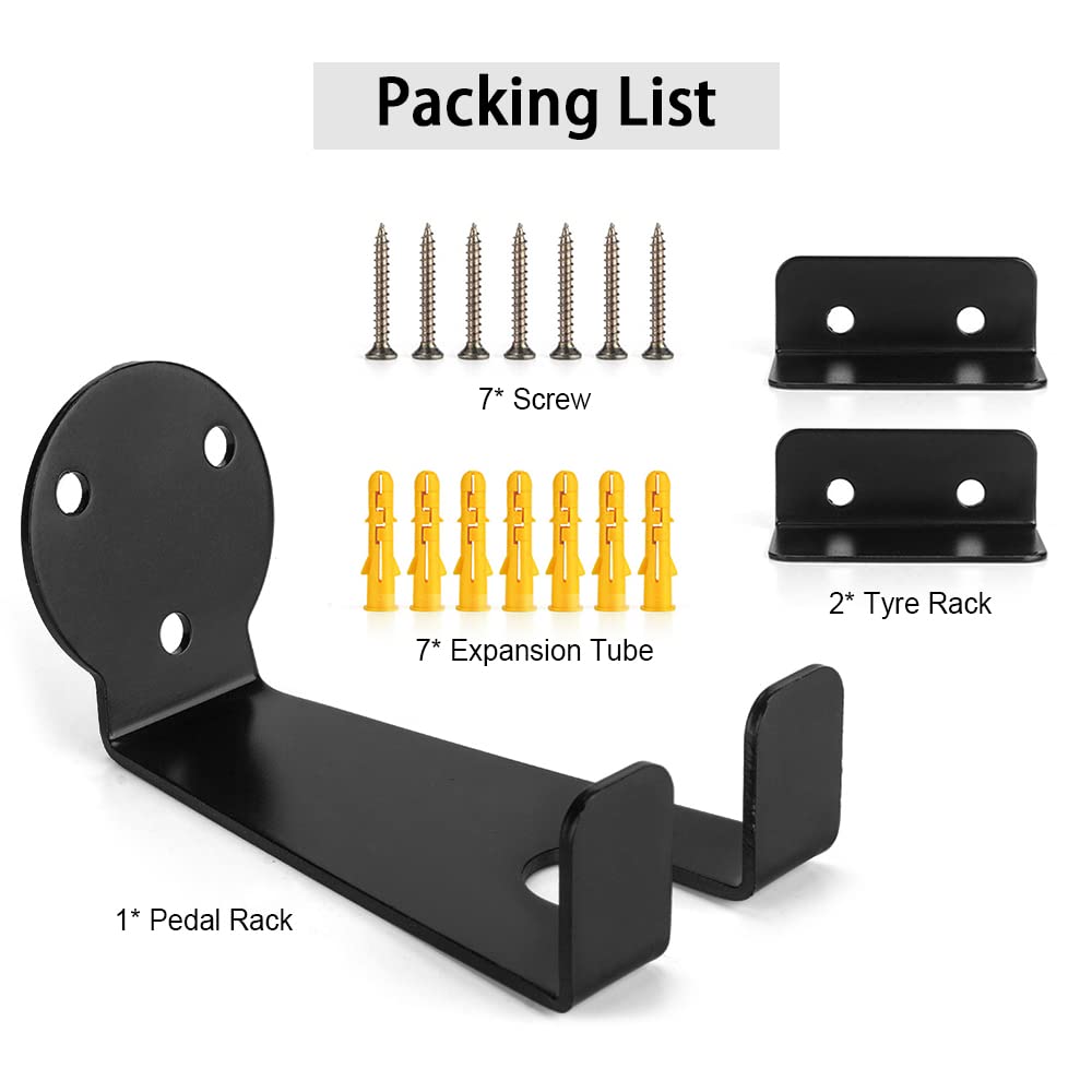 HUIOP Bike Wall Mount Rack - Heavy Duty Bicycle Pedal Hanger for Secure Garage Storage & Space Saving Bike Display - Perfect for Home, Garage, or Shop Organization