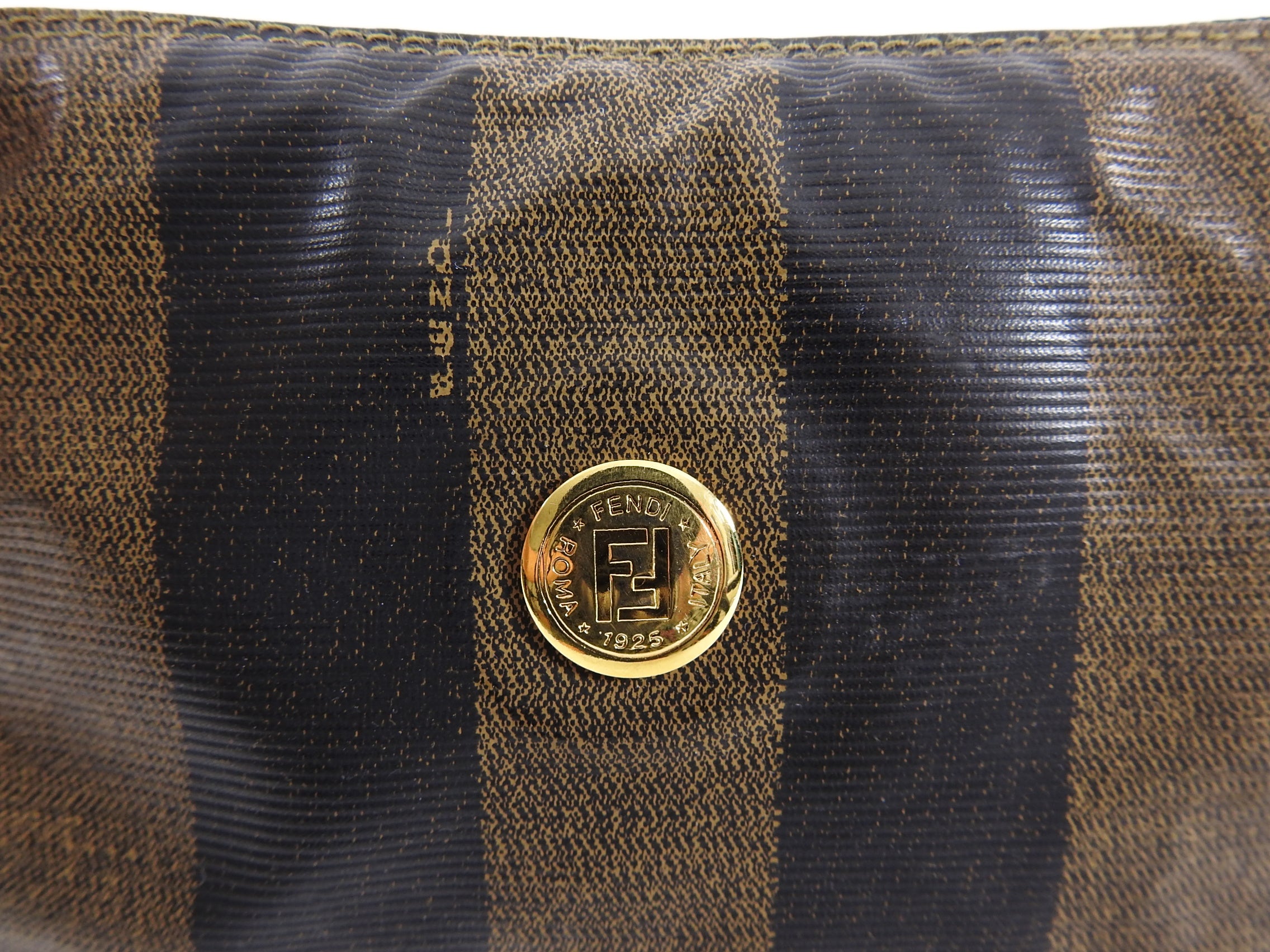 Fendi Vintage 1990s Pequin Coated Canvas Small Cosmetic Clutch Bag - Perfect for Evening Parties, Date Nights & Special Occasions