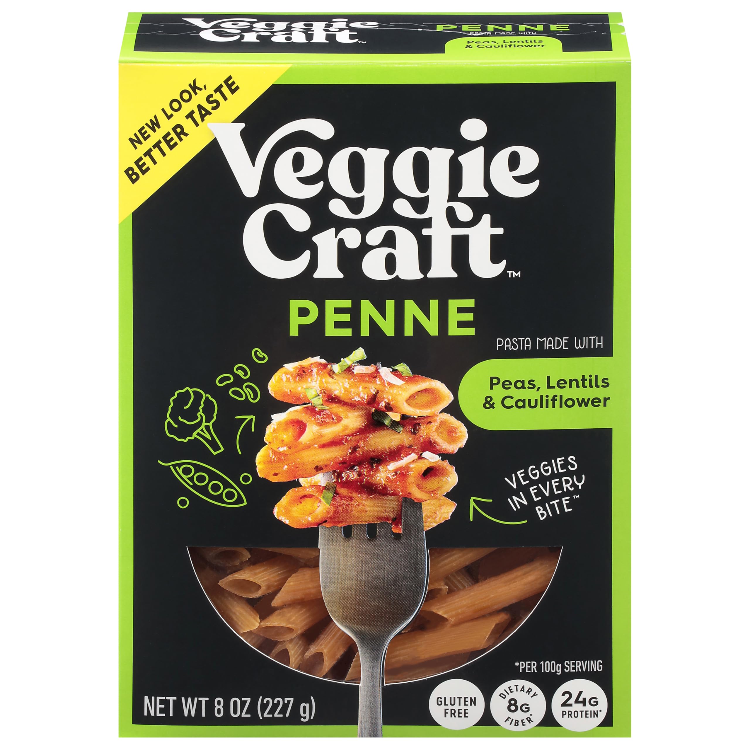 Veggiecraft Farms Penne Pasta - Low Carb, High Protein Lentil Pasta with Peas & Cauliflower | Plant-Based, Keto, Gluten-Free, Vegan | 8 Oz | Perfect for Healthy Meals, Weight Loss & Keto Diets