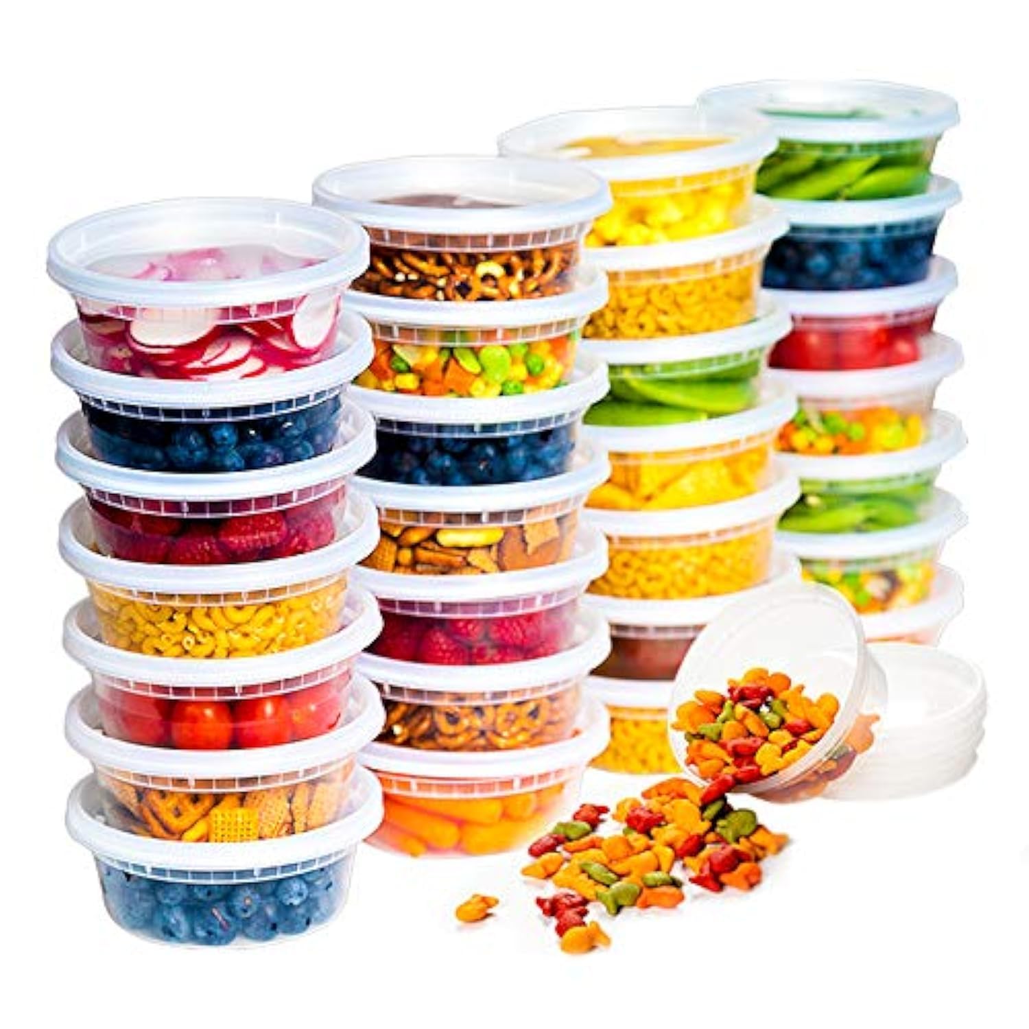 24-Pack 8oz BPA-Free Plastic Food Storage Containers with Lids - Clear, Microwave & Freezer Safe, Leakproof & Stackable Deli Containers for Meal Prep, Leftovers & On-the-Go Snacks | Reusable Disposable Containers