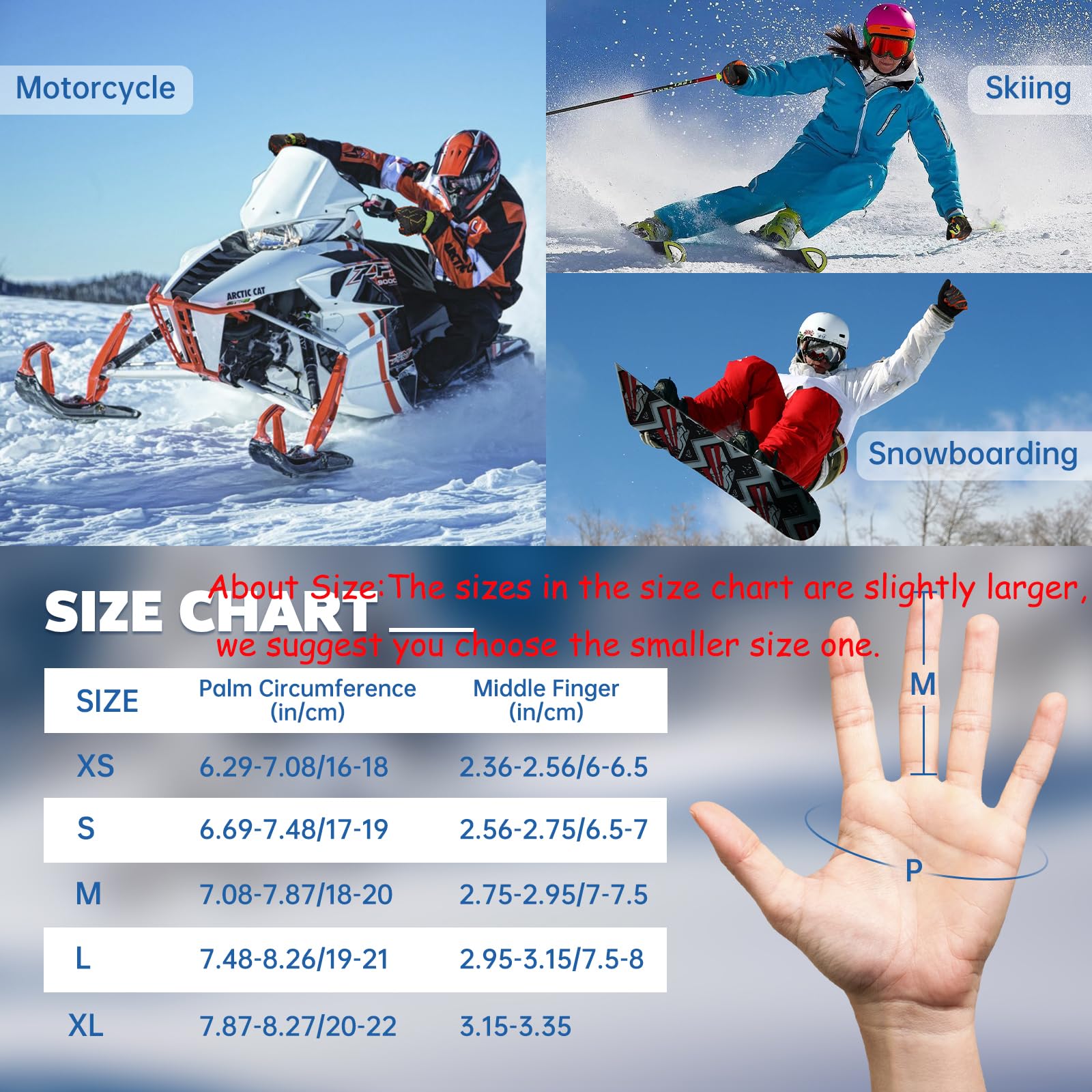 **Waterproof Touchscreen Ski Gloves - Thermal Winter Snow Gloves for Men, Women & Kids - Cold Weather Snowboarding & Outdoor Activities**
