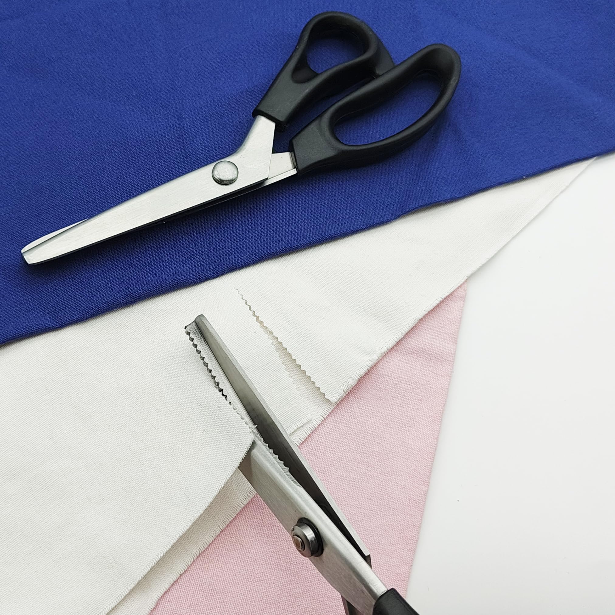 2 Pack lyfLux Pinking Shears Scissors - Professional Fabric Scissors with 3mm Zig Zag & Rounded Teeth for Sewing, Crafting, Paper Cutting, Leather - Perfect for Quilting, DIY Projects & Dressmaking