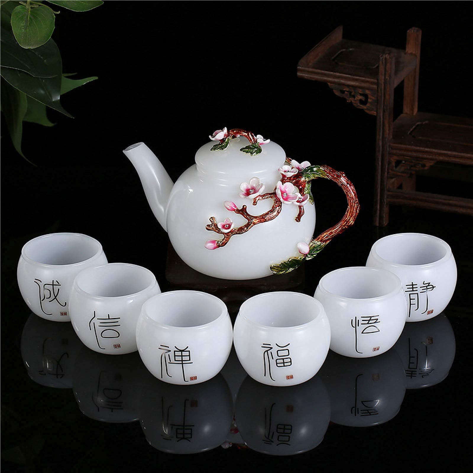 Handmade Chinese Porcelain Tea Set with Butterfly & Rose Design - Floral Enamel Tea Cups, Ceramic Gift Set for Mother's Day (Pink) - Perfect for Afternoon Tea, Home Decor & Special Occasions