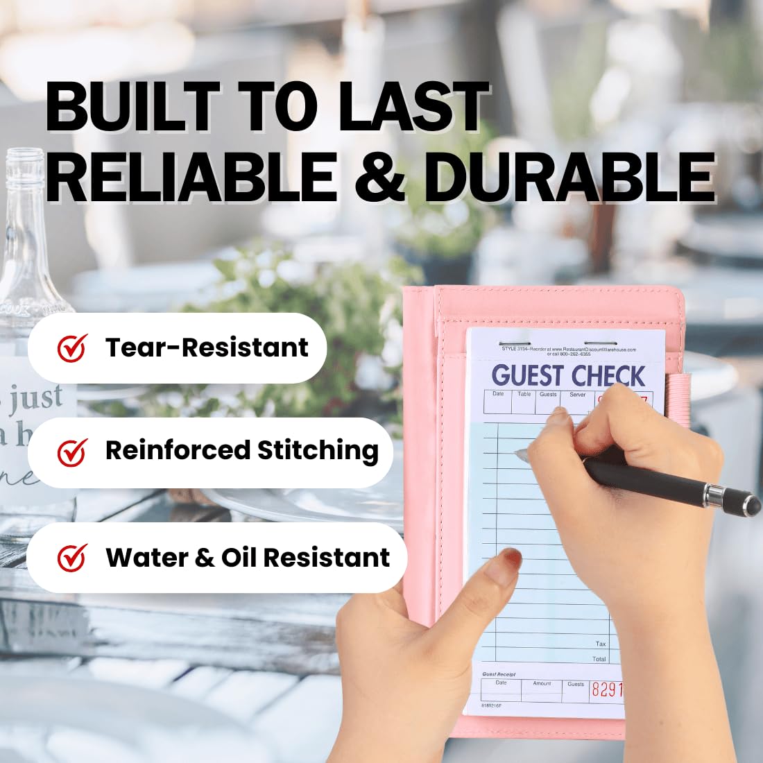Durable Waitress Server Book for Restaurants, Cafes & Bars
