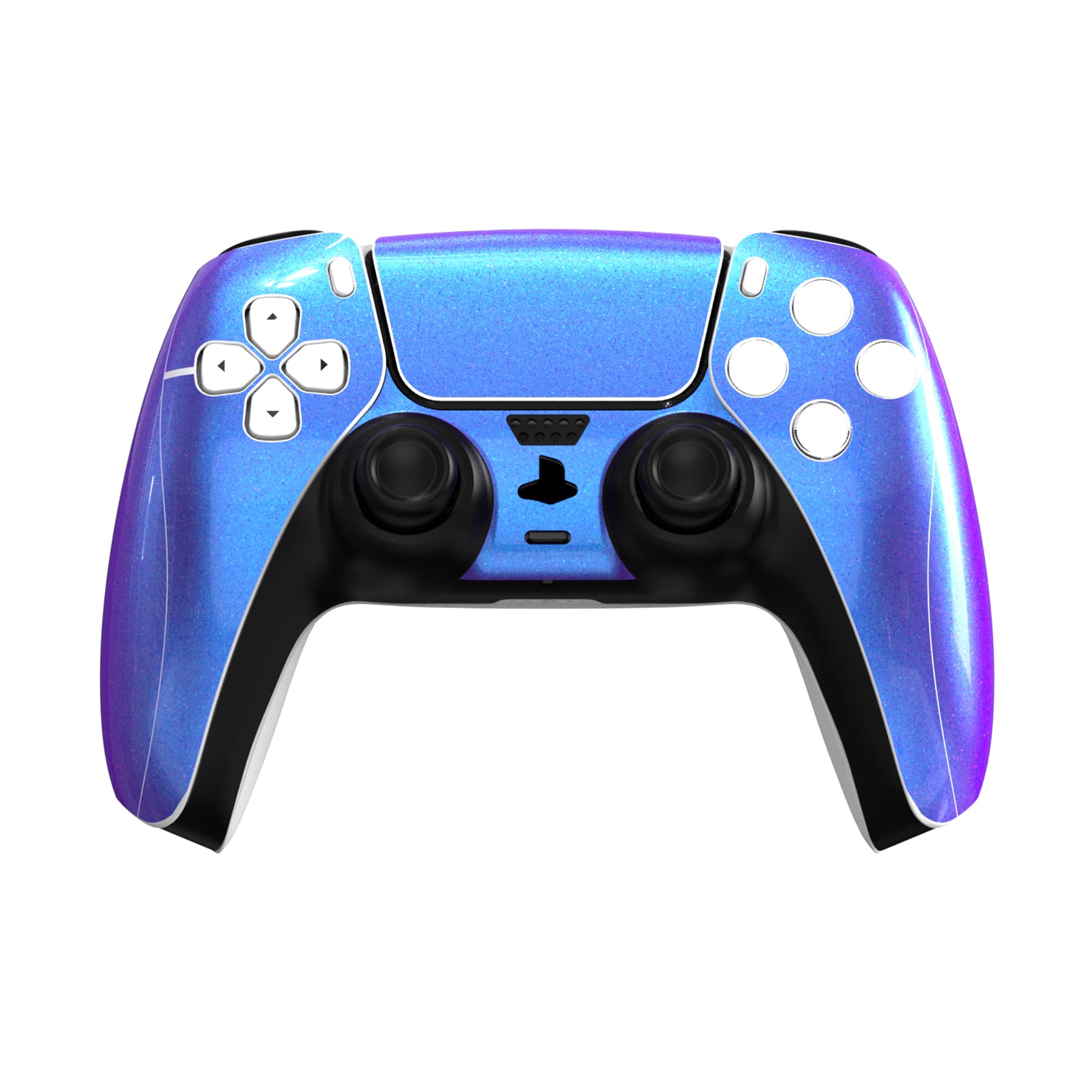 PlayVital Chrome Purple Blue Glossy Full Skin Decal Set for PS5 Console Disc Edition - Vinyl Sticker Cover for PS5 Controller, Charging Station, Headset & Media Remote - Perfect for Gaming Setup & Customization