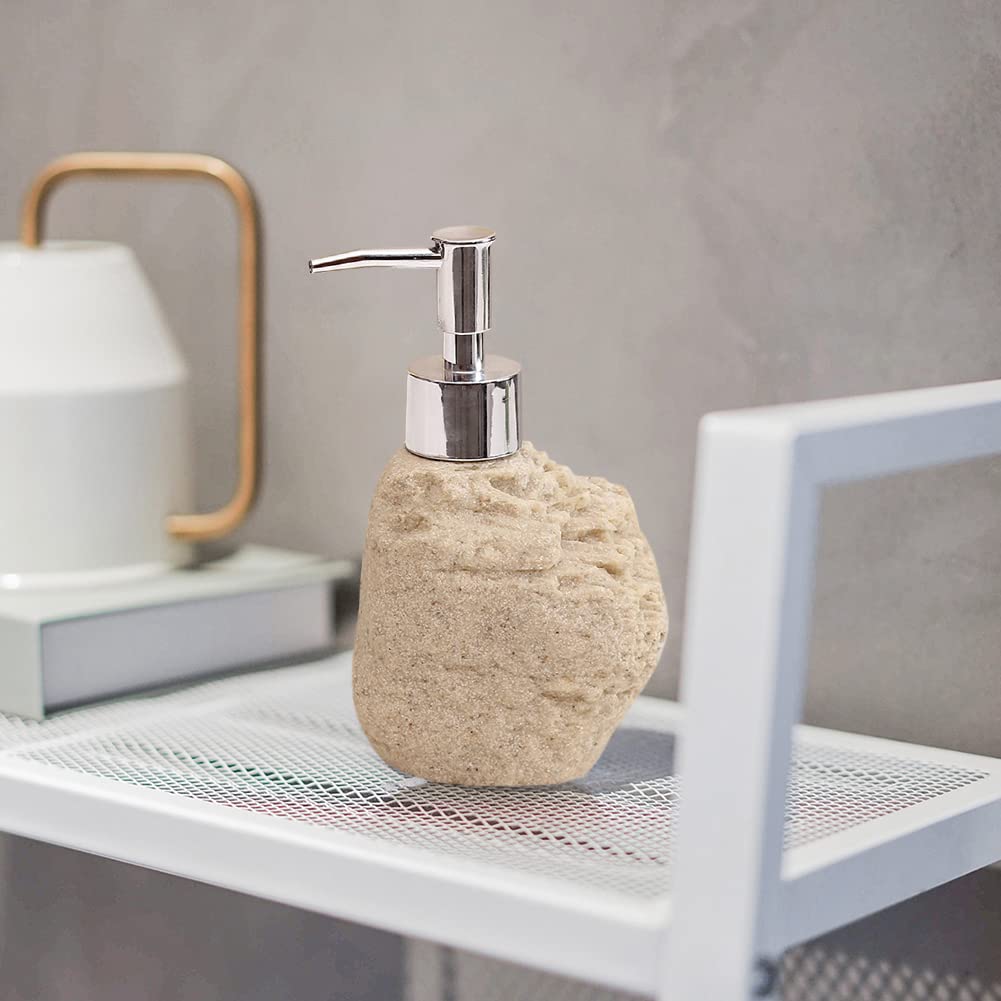 WAYUTO Stainless Steel Soap Dispenser Pump - Elegant Liquid Hand Soap Bottle for Kitchen, Bathroom & Laundry | Beach Inspired Bathroom Decor with Sanitizer Leaf Design | Perfect for Home, Office & RV Use