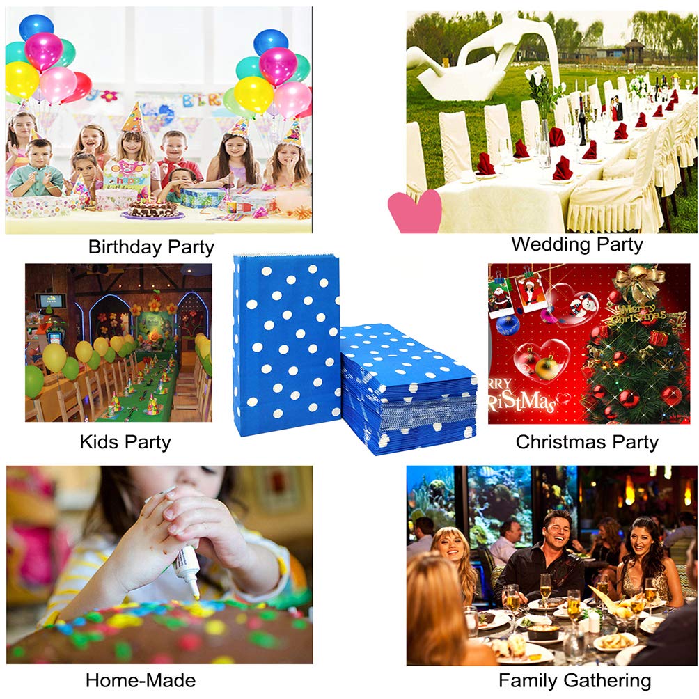 Adido EVA Polka Dot Party Favor Bags - Royal Blue Small Lunch Bags (5.1