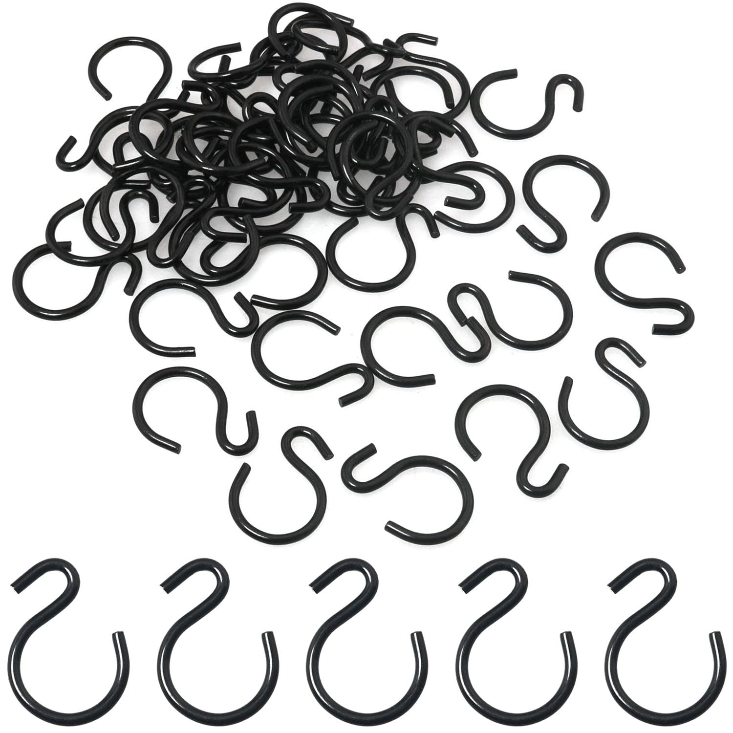 50 Pcs 1 Inch Small Black S Hooks - Mini Hanging Hooks for Jewelry, Ornaments, Keys & Home Decor - Perfect for DIY Crafts, Wall Decor & Organizing