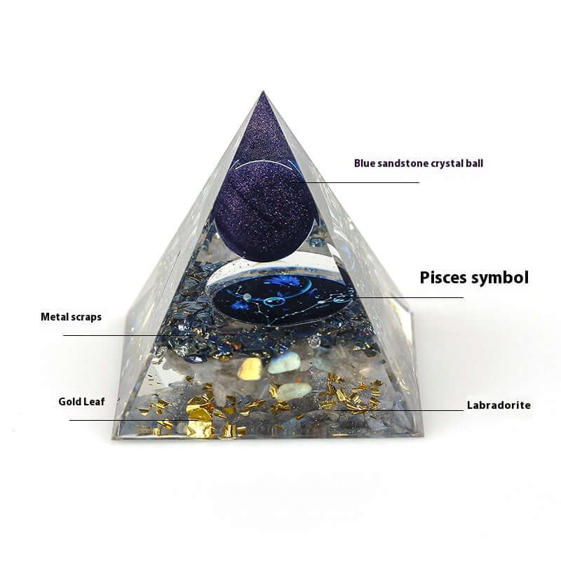 Handmade Zodiac Pyramid Crystal Decor - Feng Shui Home & Office Ornament | Perfect for Meditation, Gift Giving & Spiritual Spaces (A6655)
