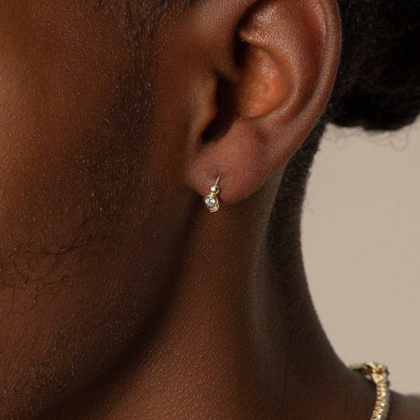 14K Yellow Gold Diamond Beaded Huggie Hoop Earrings for Women - Perfect for Everyday Wear, Parties & Special Occasions